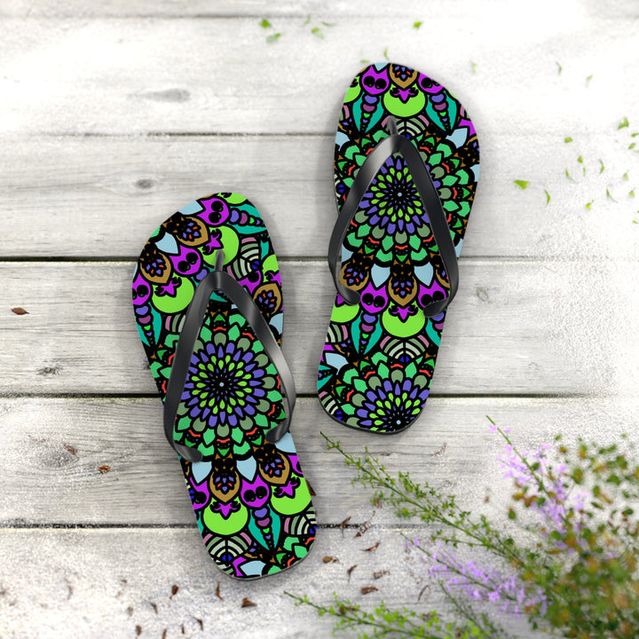 Colorful Mandala Flip Flops - Bohemian Summer Style Shoes - Blululi