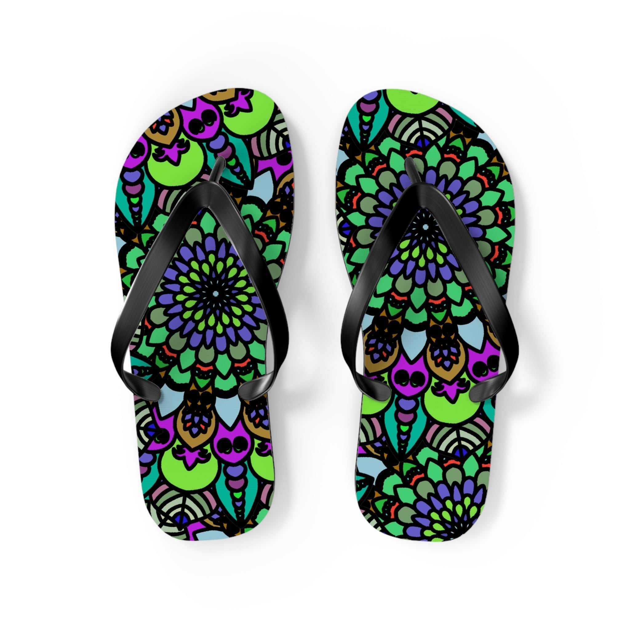 Colorful Mandala Flip Flops - Bohemian Summer Style Shoes - Blululi