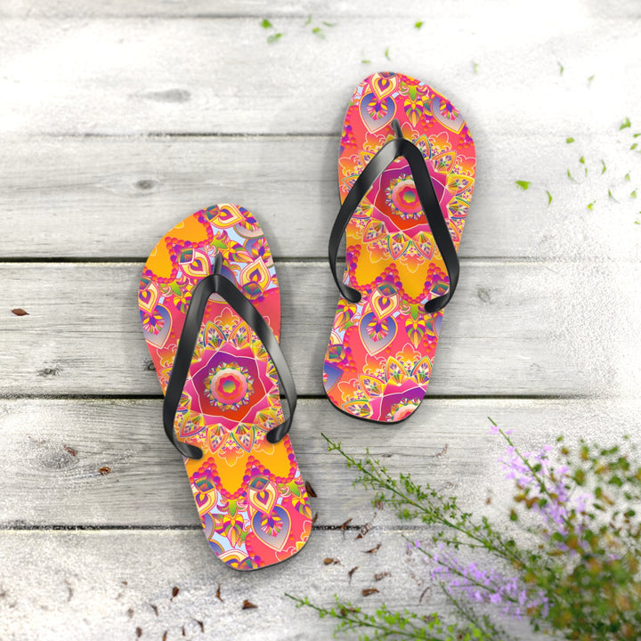 Colorful Mandala Flip Flops - Bohemian Summer Style Shoes - Blululi