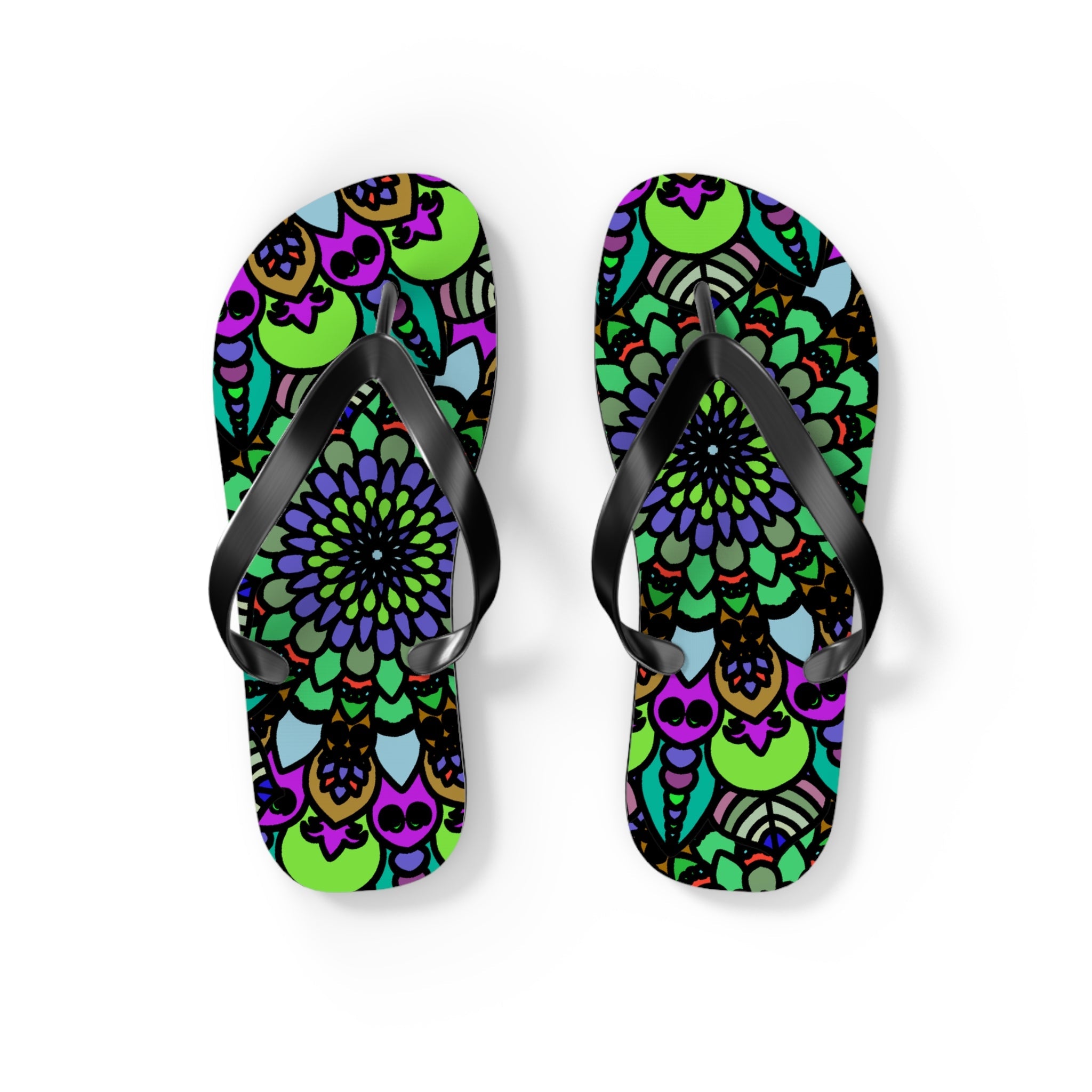 Colorful Mandala Flip Flops - Bohemian Summer Style Shoes - Blululi