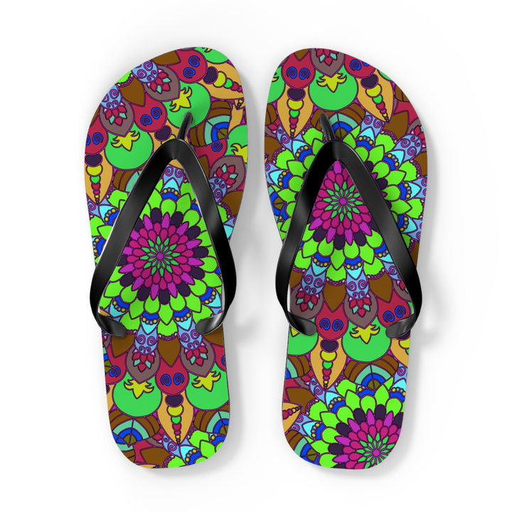 Colorful Mandala Flip Flops - Bohemian Summer Style Shoes - Blululi