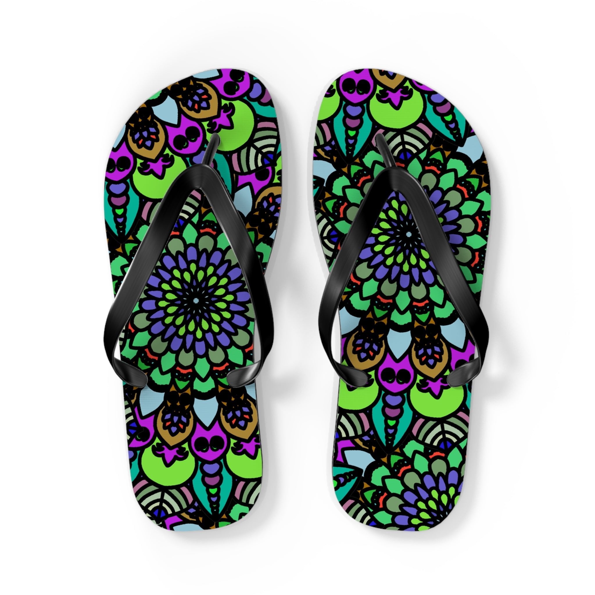 Colorful Mandala Flip Flops - Bohemian Summer Style Shoes - Blululi