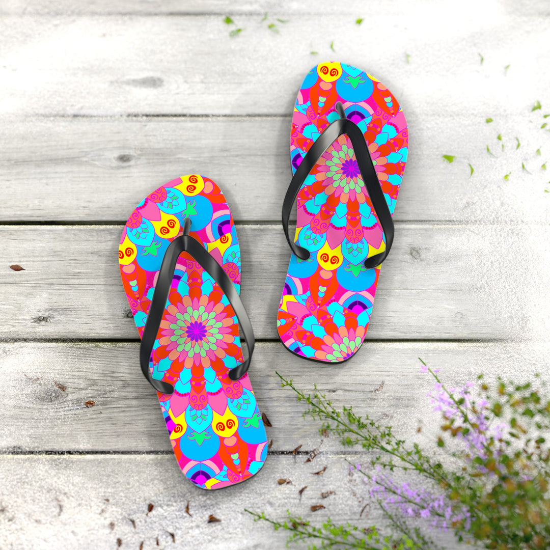 Colorful Mandala Flip Flops - Boho Summer Style Shoes - Blululi