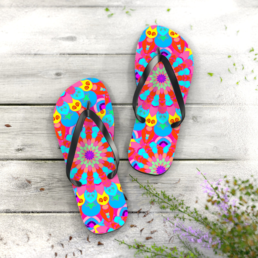 Colorful Mandala Flip Flops - Boho Summer Style Shoes - Blululi