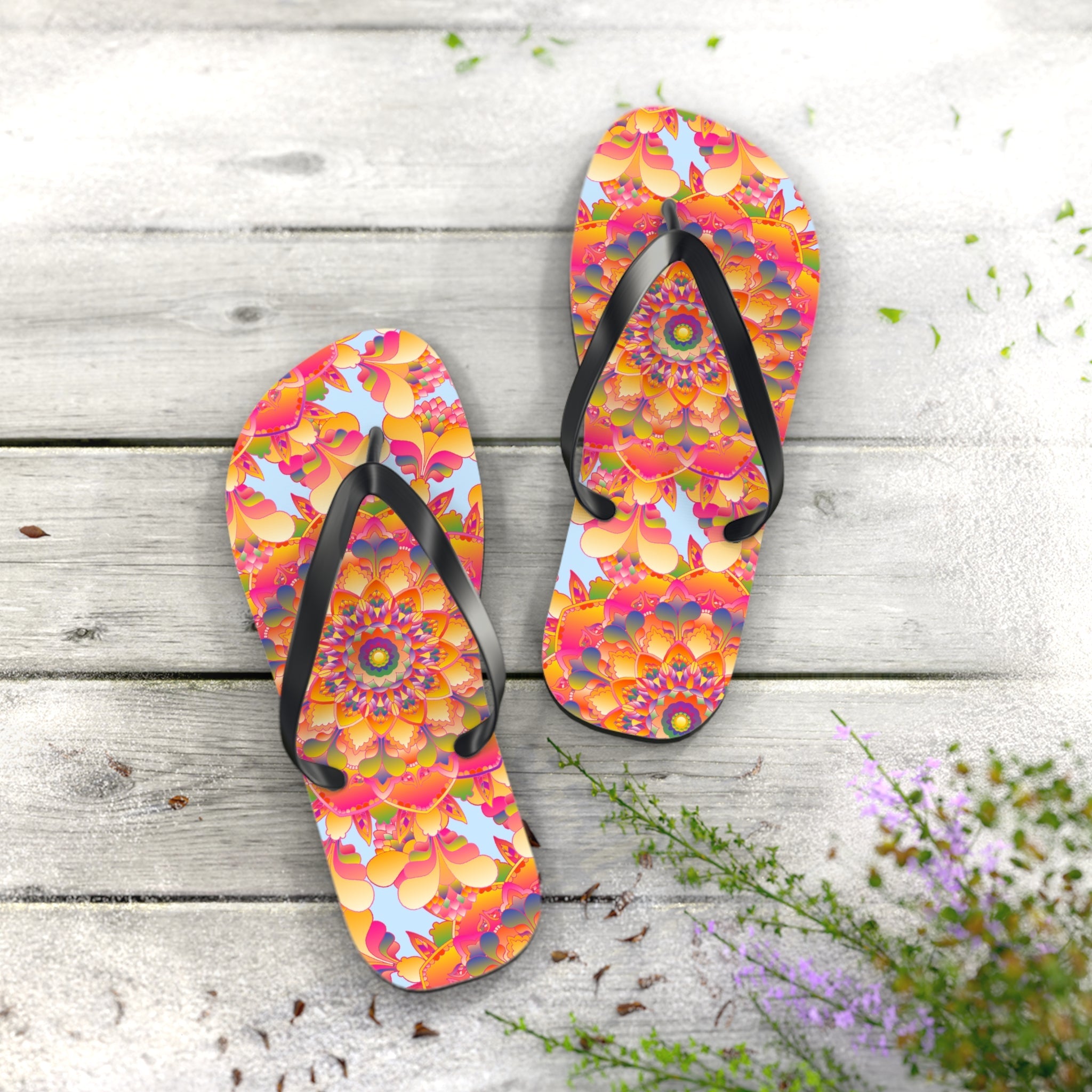 Colorful Mandala Flip Flops - Boho Summer Style Shoes - Blululi