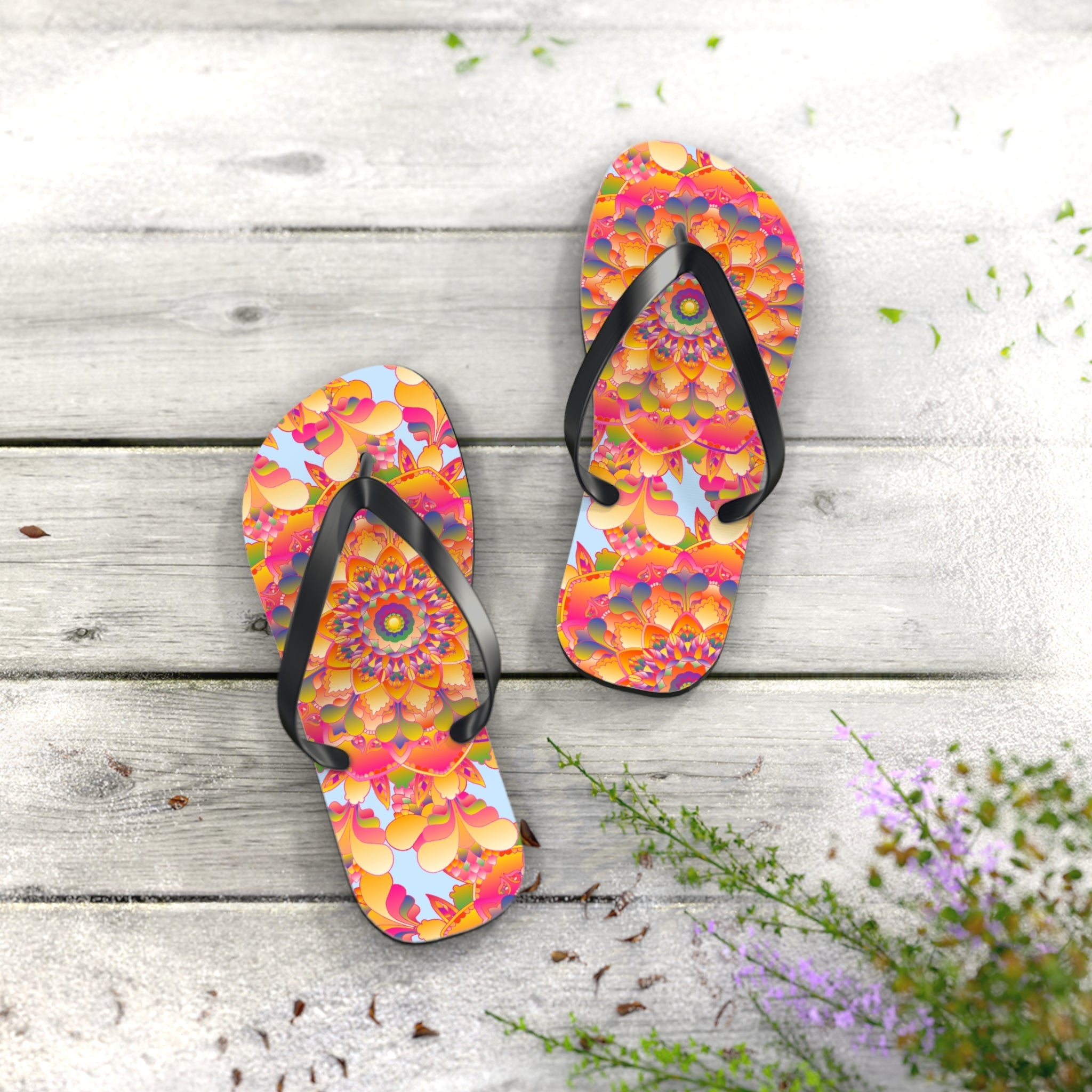 Colorful Mandala Flip Flops - Boho Summer Style Shoes - Blululi