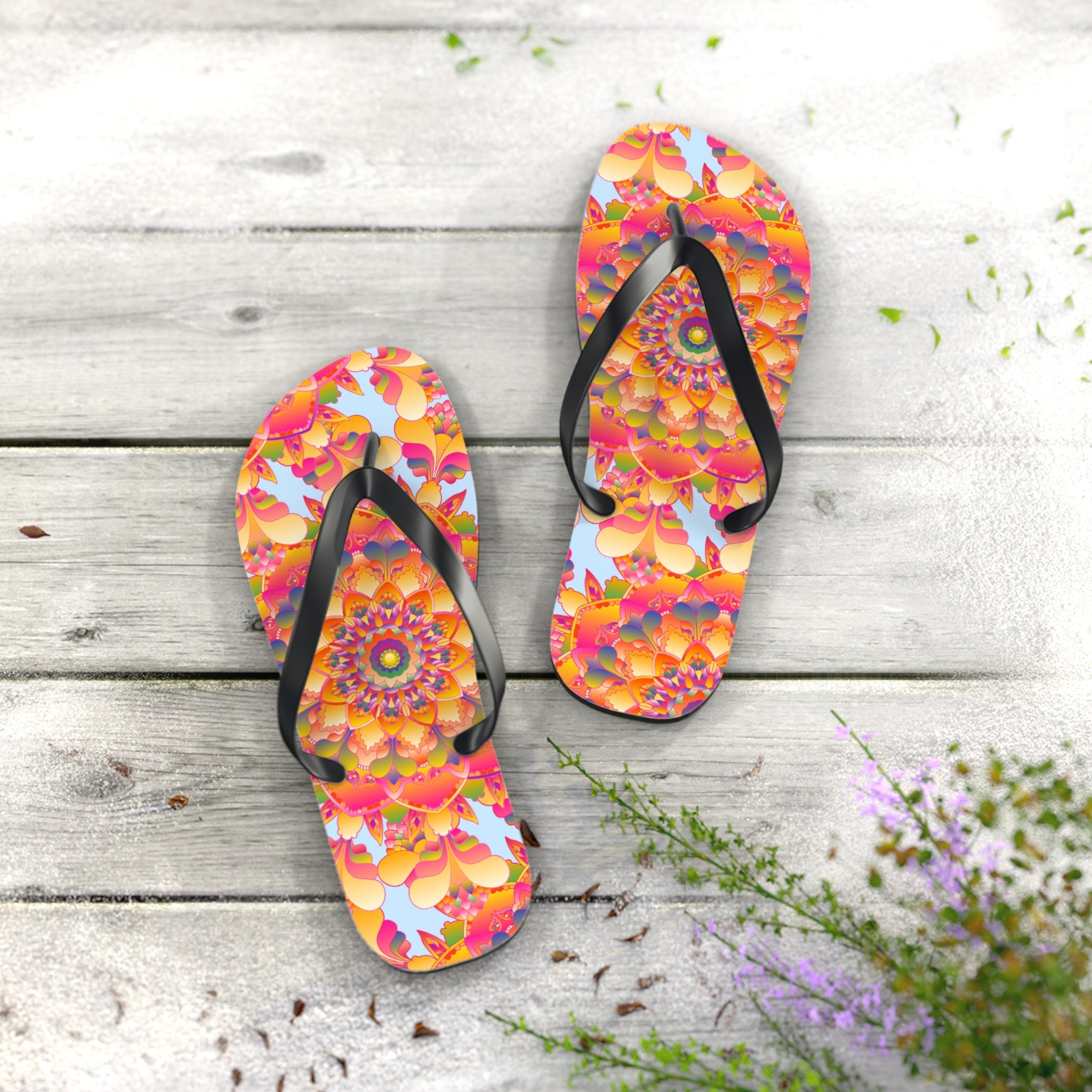 Colorful Mandala Flip Flops - Boho Summer Style Shoes - Blululi