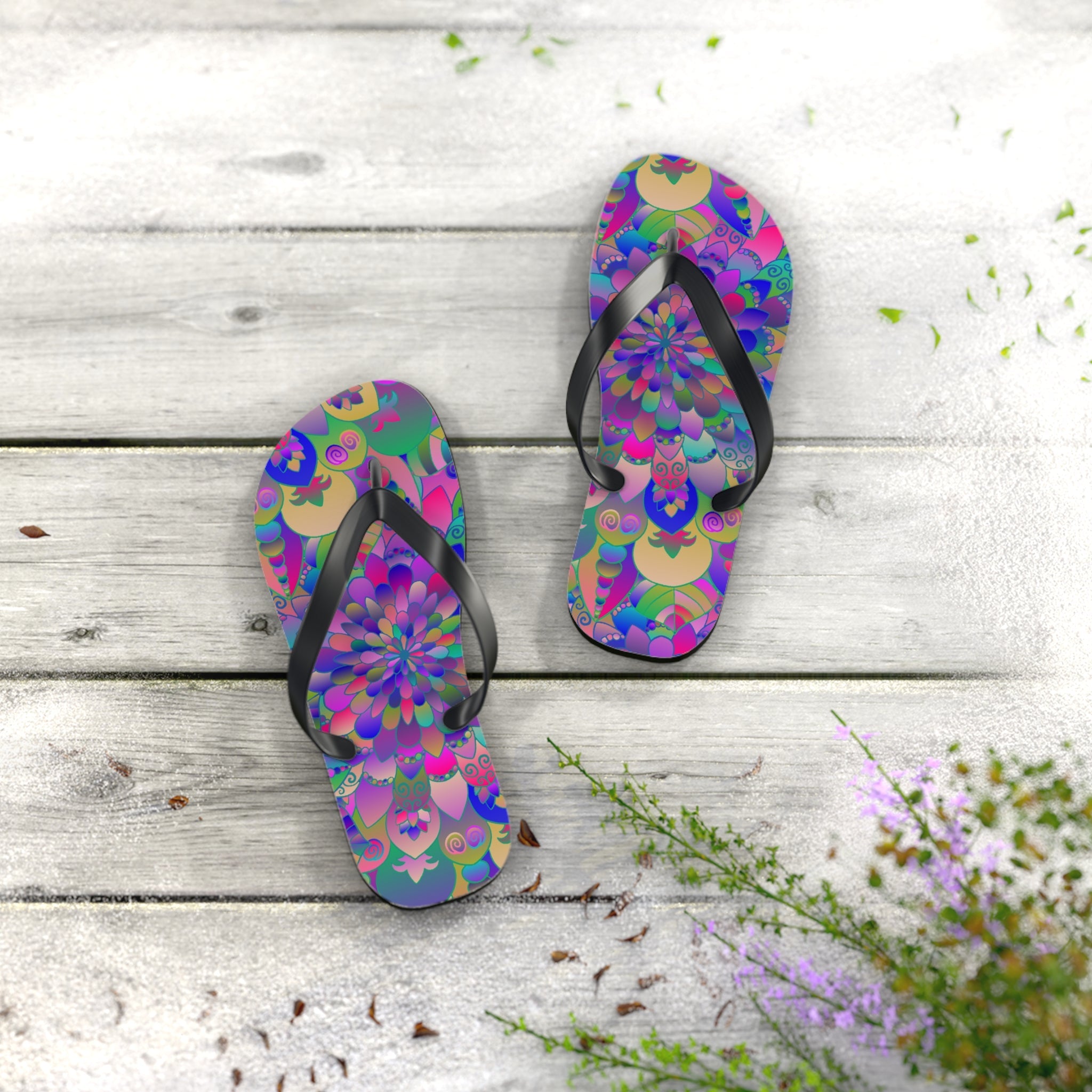 Colorful Mandala Flip Flops - Peace & Harmony Shoes - Blululi