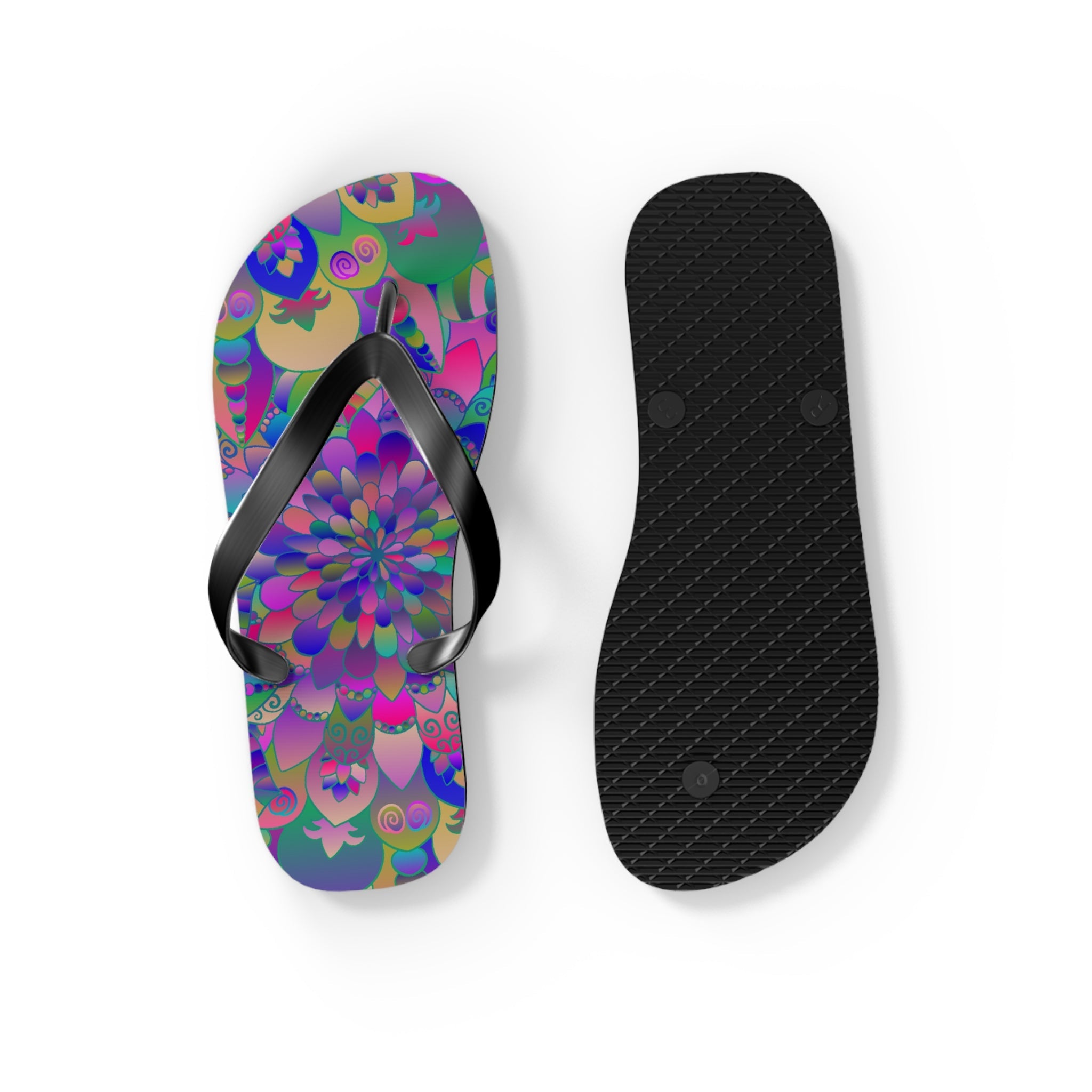 Colorful Mandala Flip Flops - Peace & Harmony Shoes - Blululi