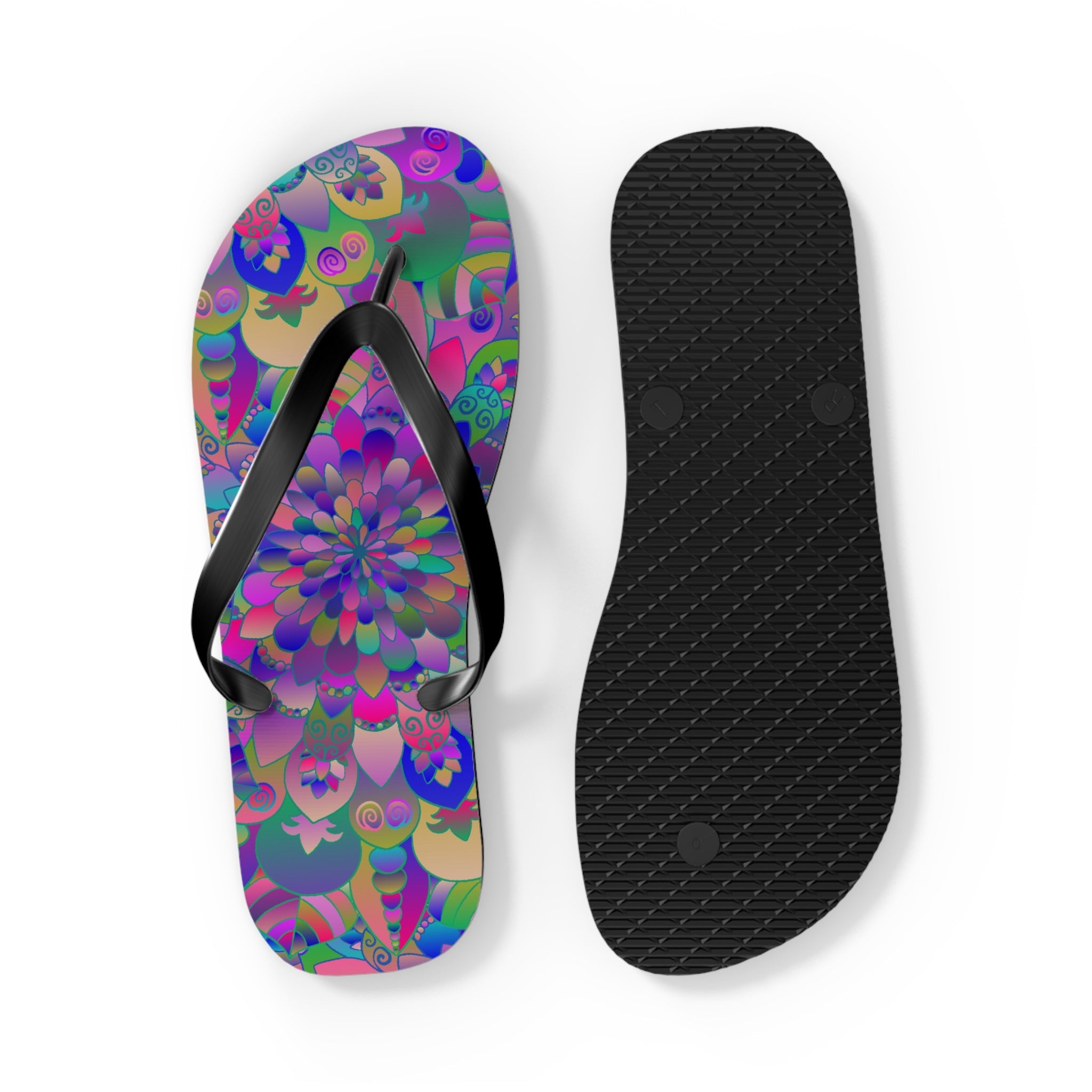 Colorful Mandala Flip Flops - Peace & Harmony Shoes - Blululi