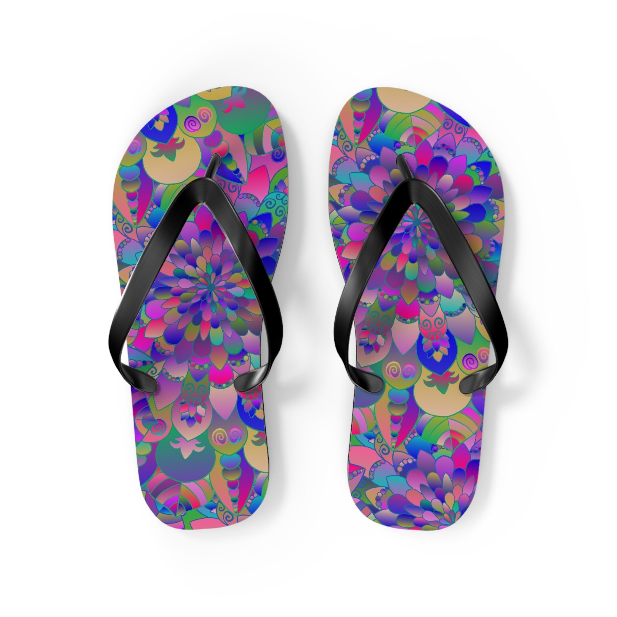 Colorful Mandala Flip Flops - Peace & Harmony Shoes - Blululi