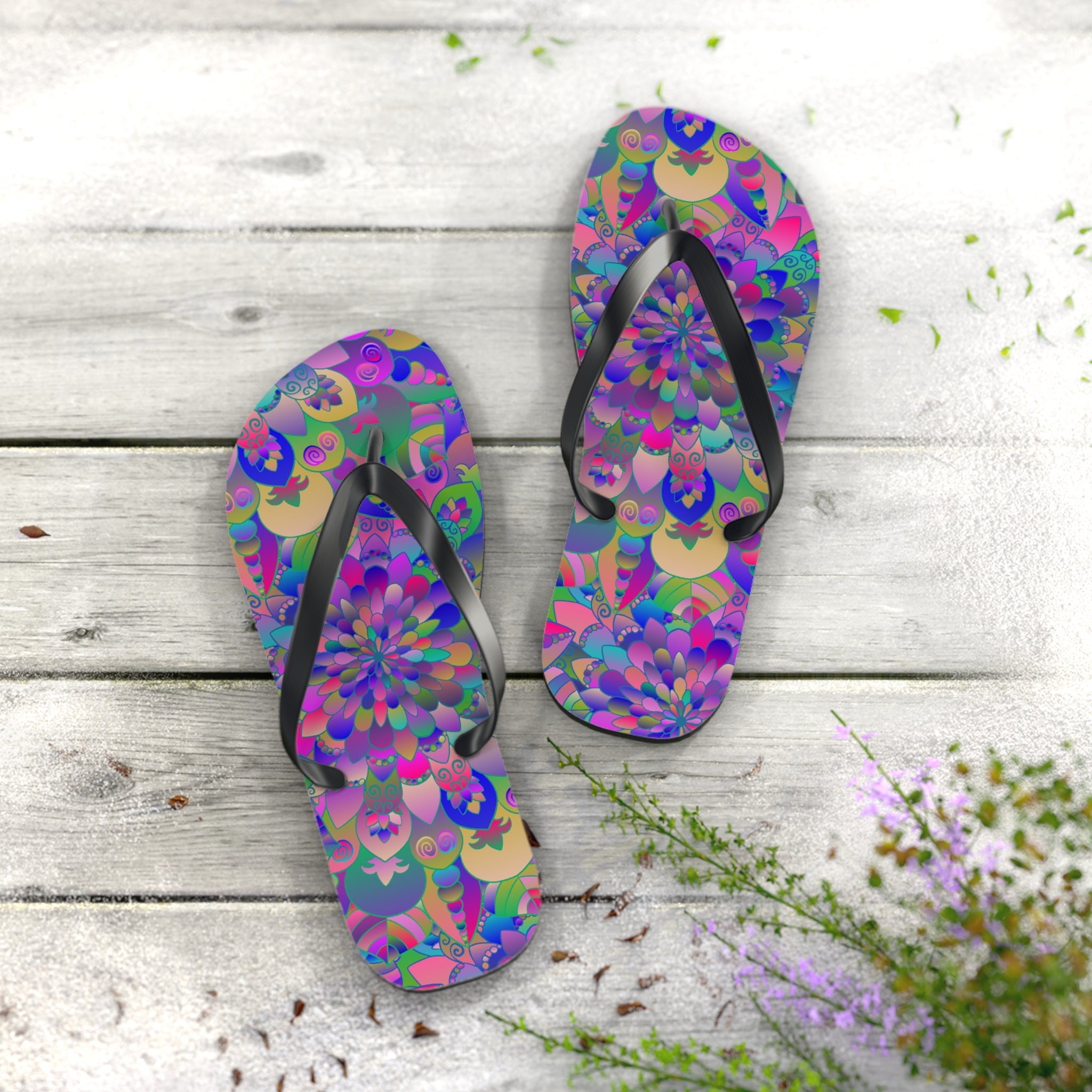 Colorful Mandala Flip Flops - Peace & Harmony Shoes - Blululi