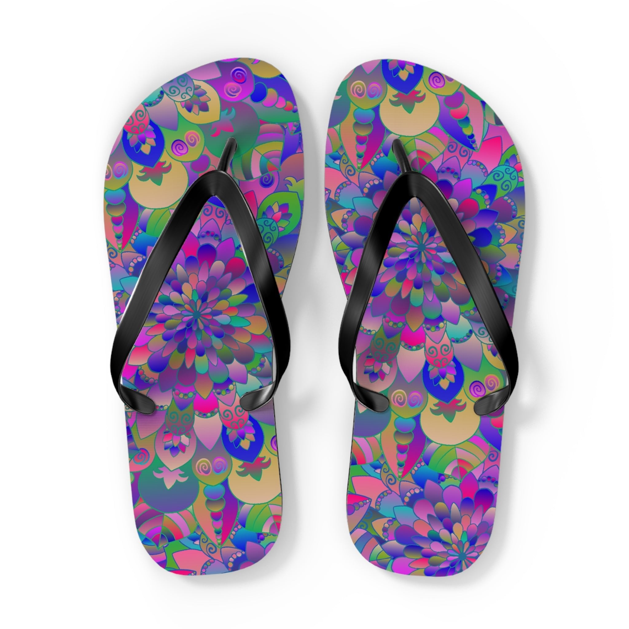 Colorful Mandala Flip Flops - Peace & Harmony Shoes - Blululi