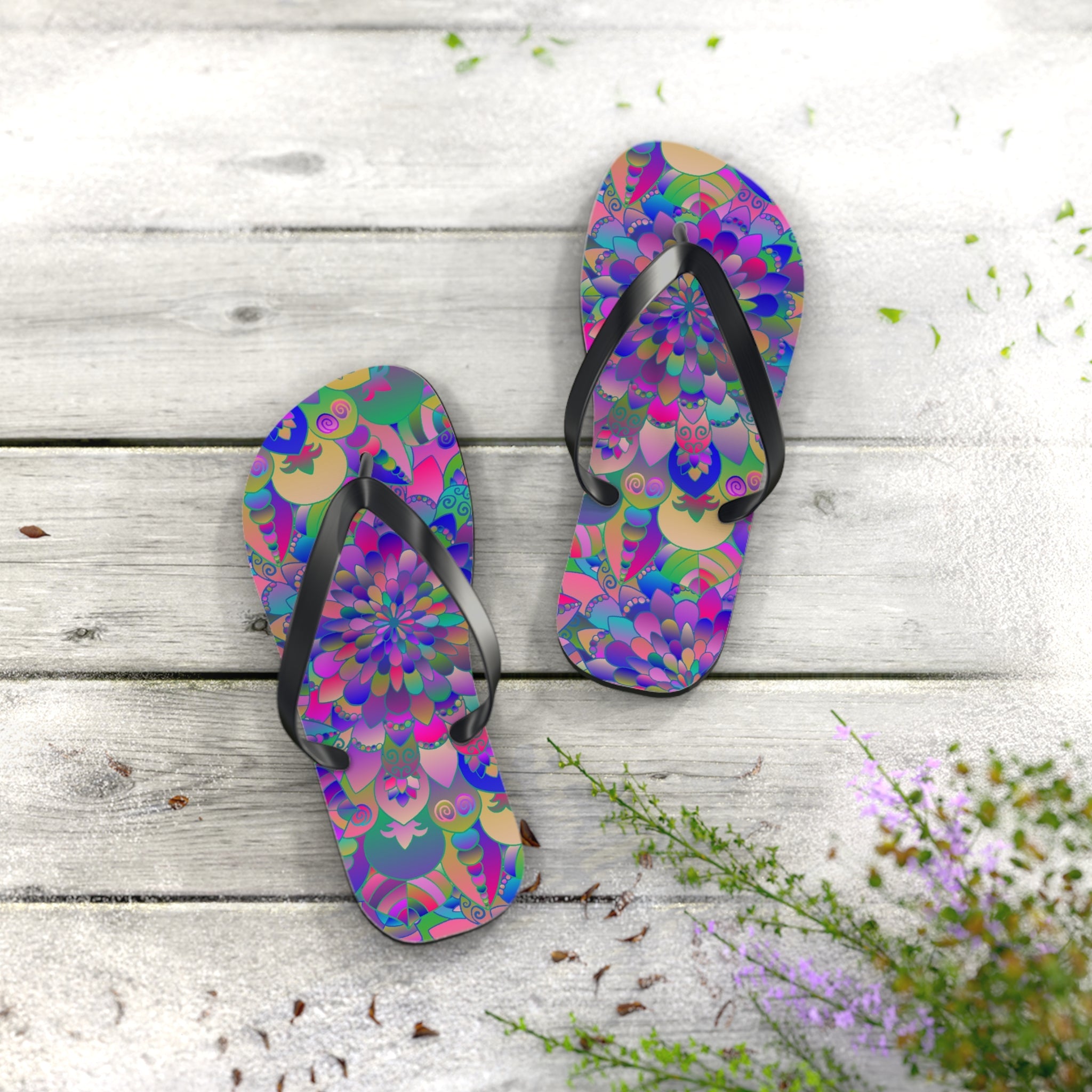 Colorful Mandala Flip Flops - Peace & Harmony Shoes - Blululi