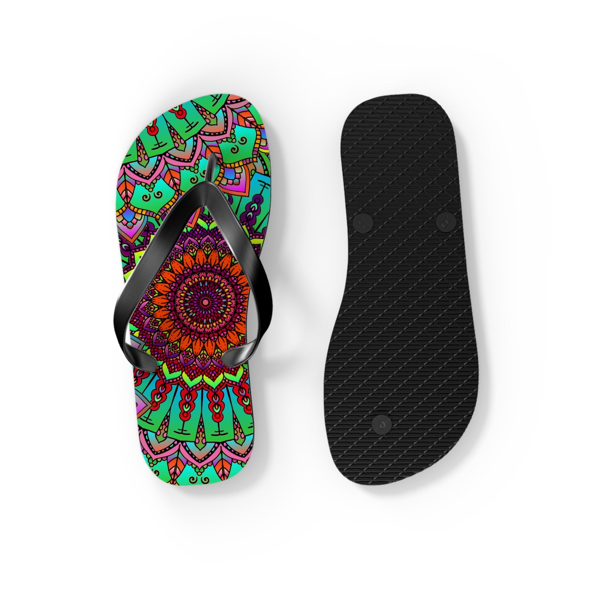 Colorful Mandala Flip Flops - Peace & Tranquility Shoes - Blululi