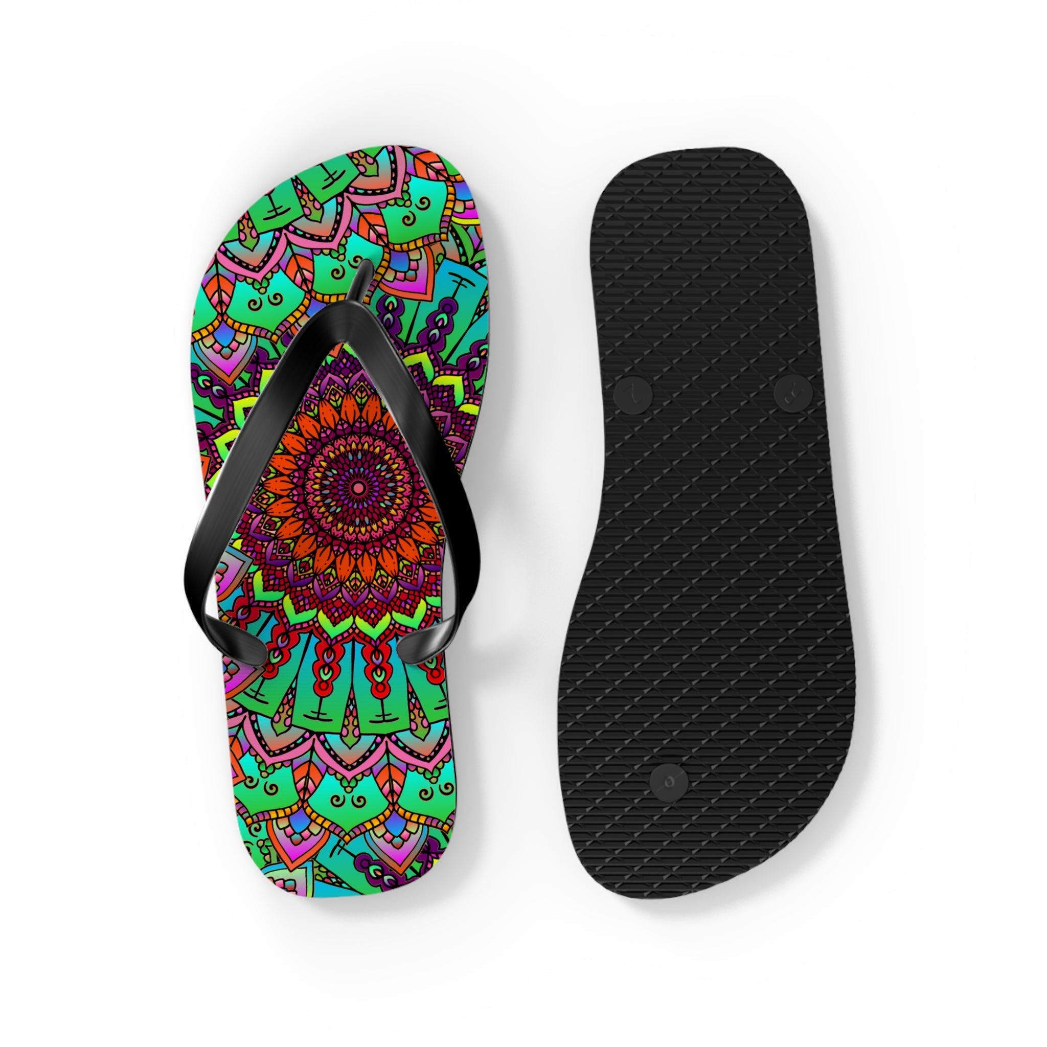 Colorful Mandala Flip Flops - Peace & Tranquility Shoes - Blululi