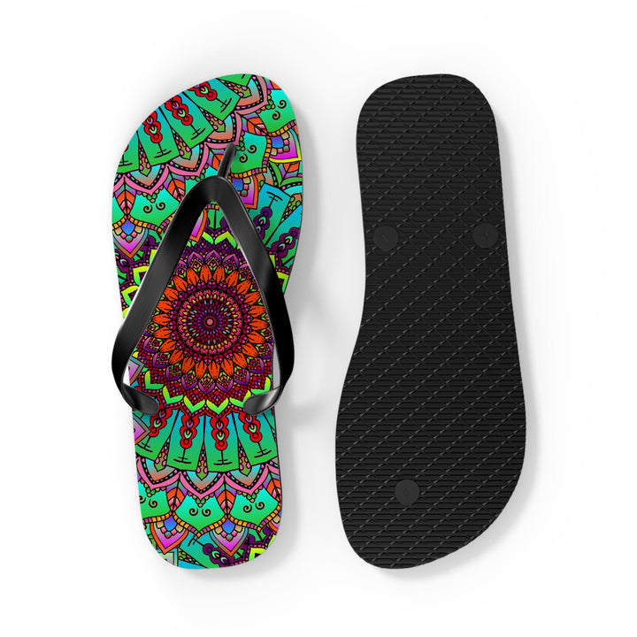 Colorful Mandala Flip Flops - Peace & Tranquility Shoes - Blululi