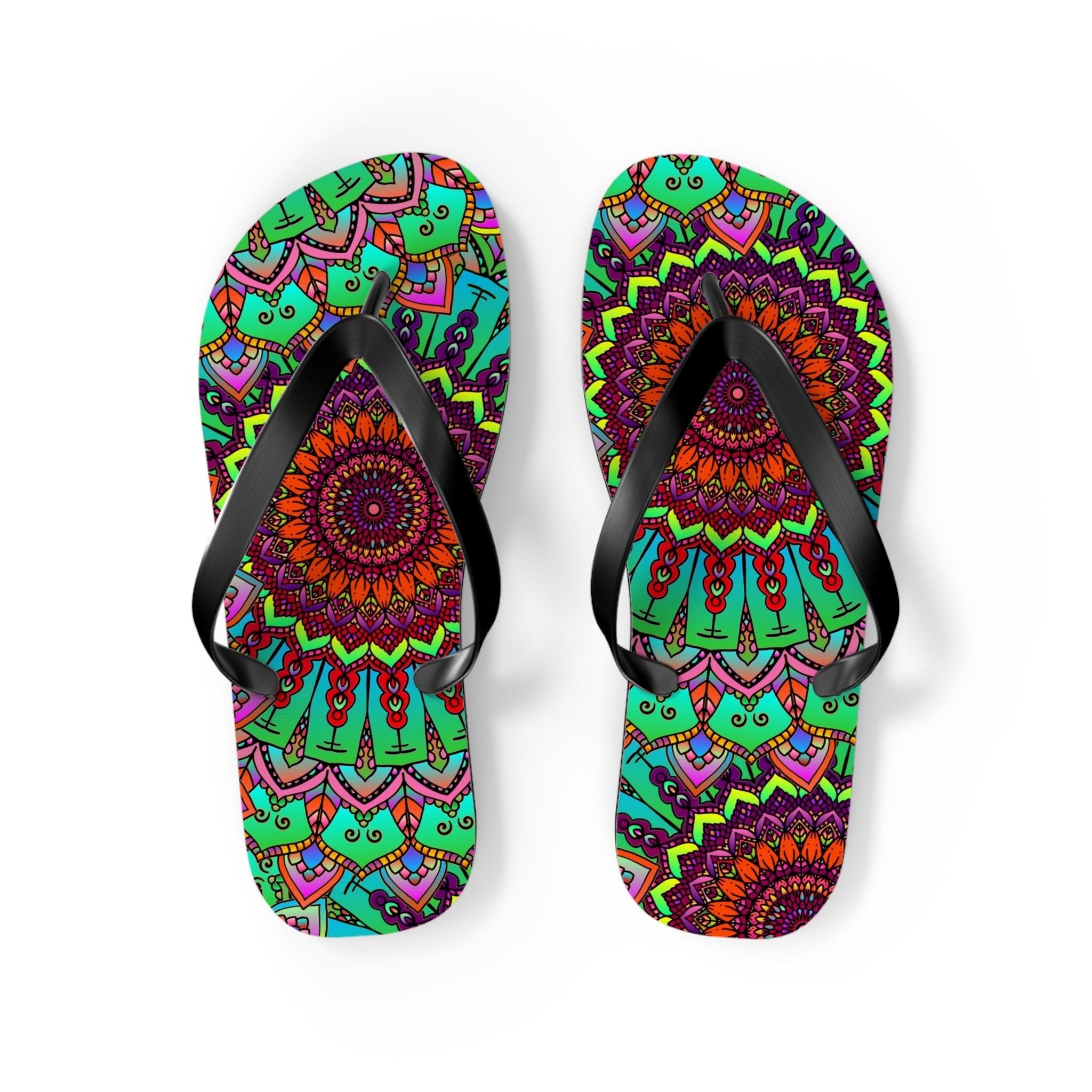 Colorful Mandala Flip Flops - Peace & Tranquility Shoes - Blululi