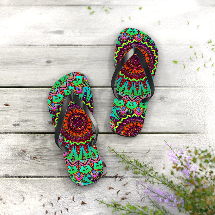 Colorful Mandala Flip Flops - Peace & Tranquility Shoes - Blululi