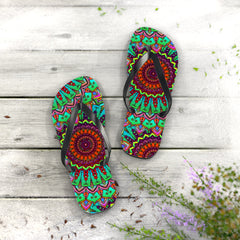 Colorful Mandala Flip Flops - Peace & Tranquility Shoes - Blululi
