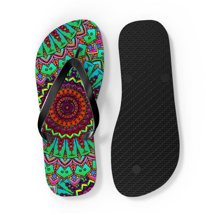 Colorful Mandala Flip Flops - Peace & Tranquility Shoes - Blululi