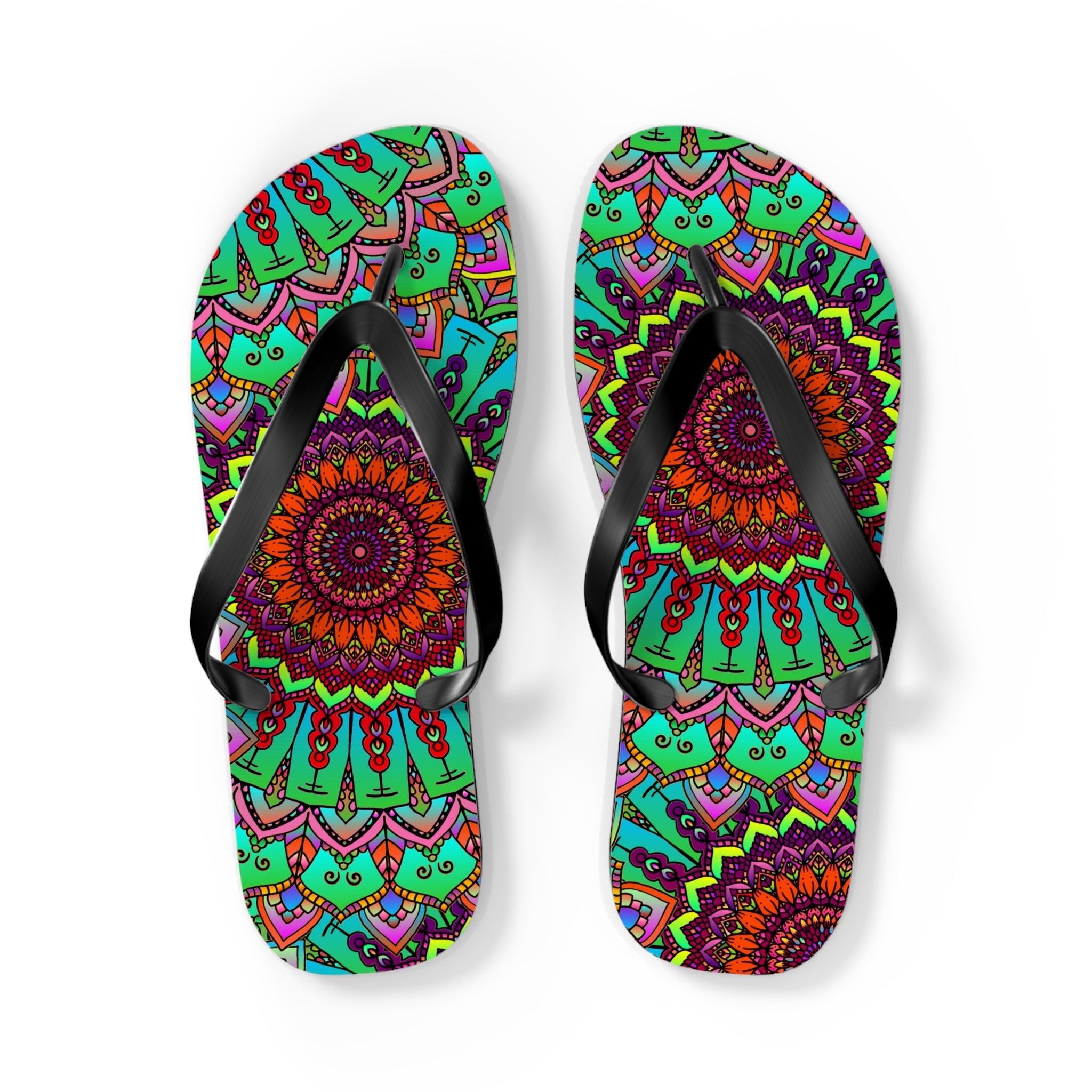 Colorful Mandala Flip Flops - Peace & Tranquility Shoes - Blululi