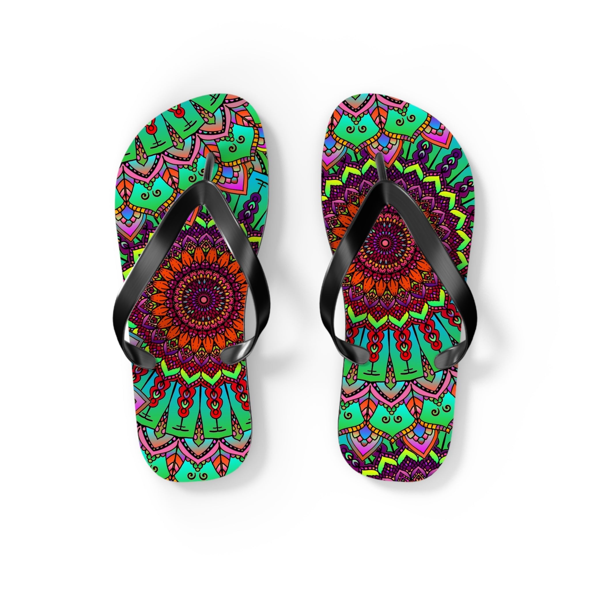 Colorful Mandala Flip Flops - Peace & Tranquility Shoes - Blululi