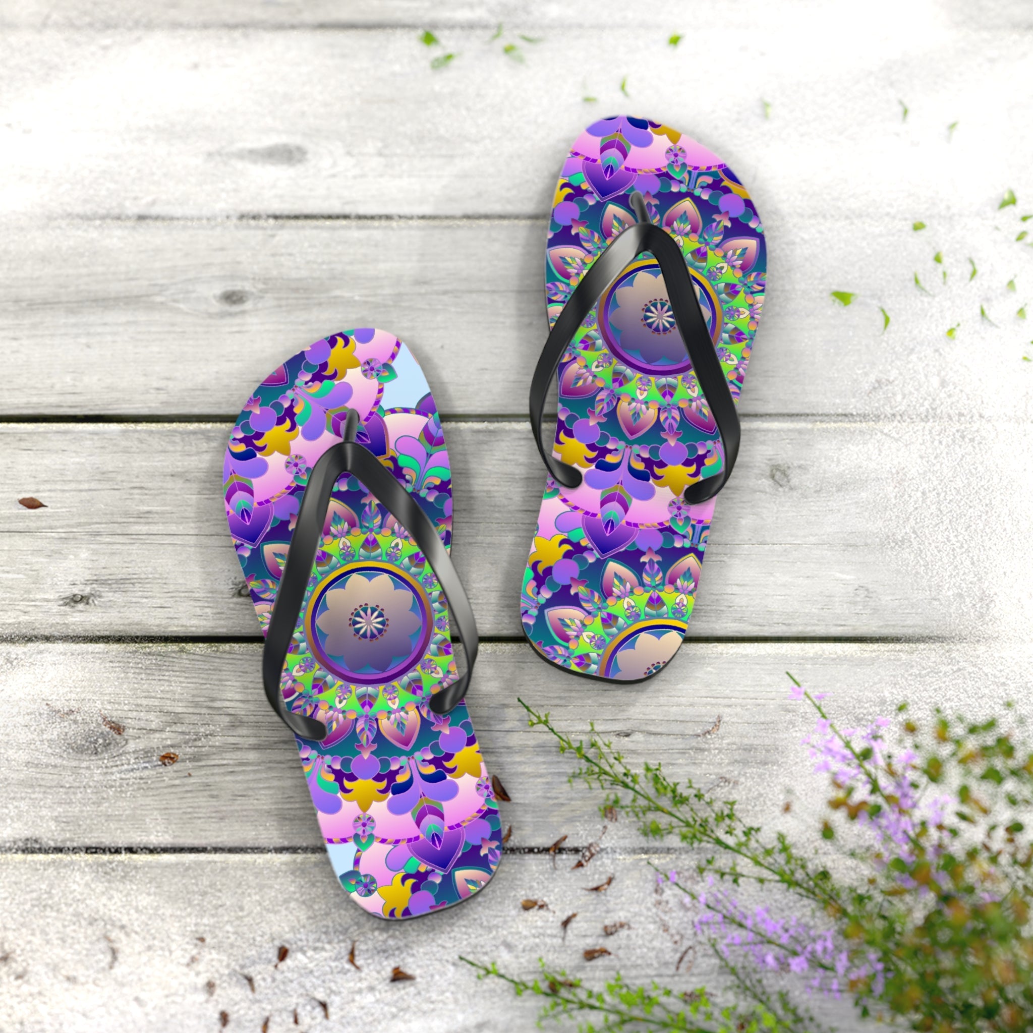 Colorful Mandala Flip Flops - Spiritual Vibes Shoes - Blululi