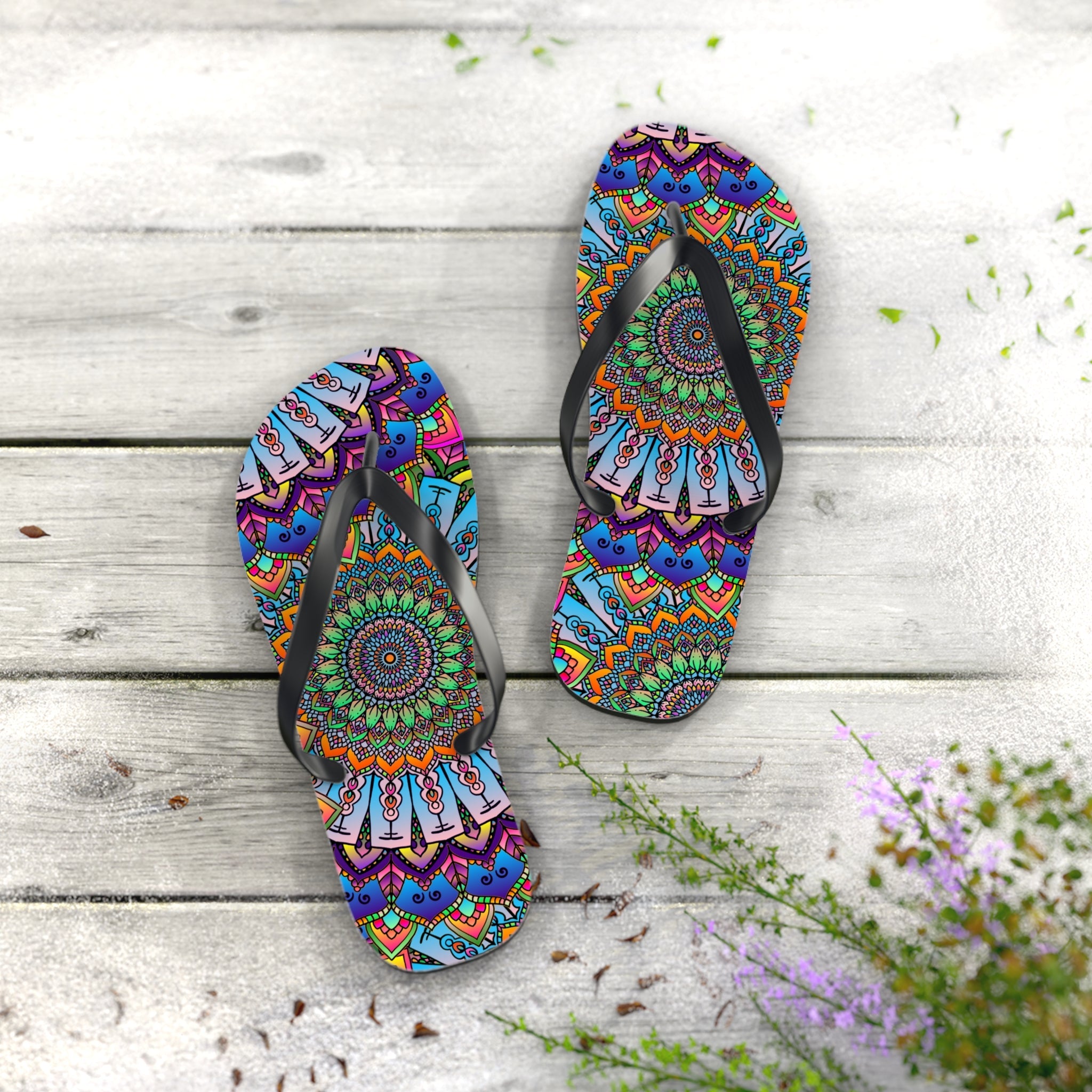 Colorful Mandala Flip Flops - Summer Vibes Shoes - Blululi