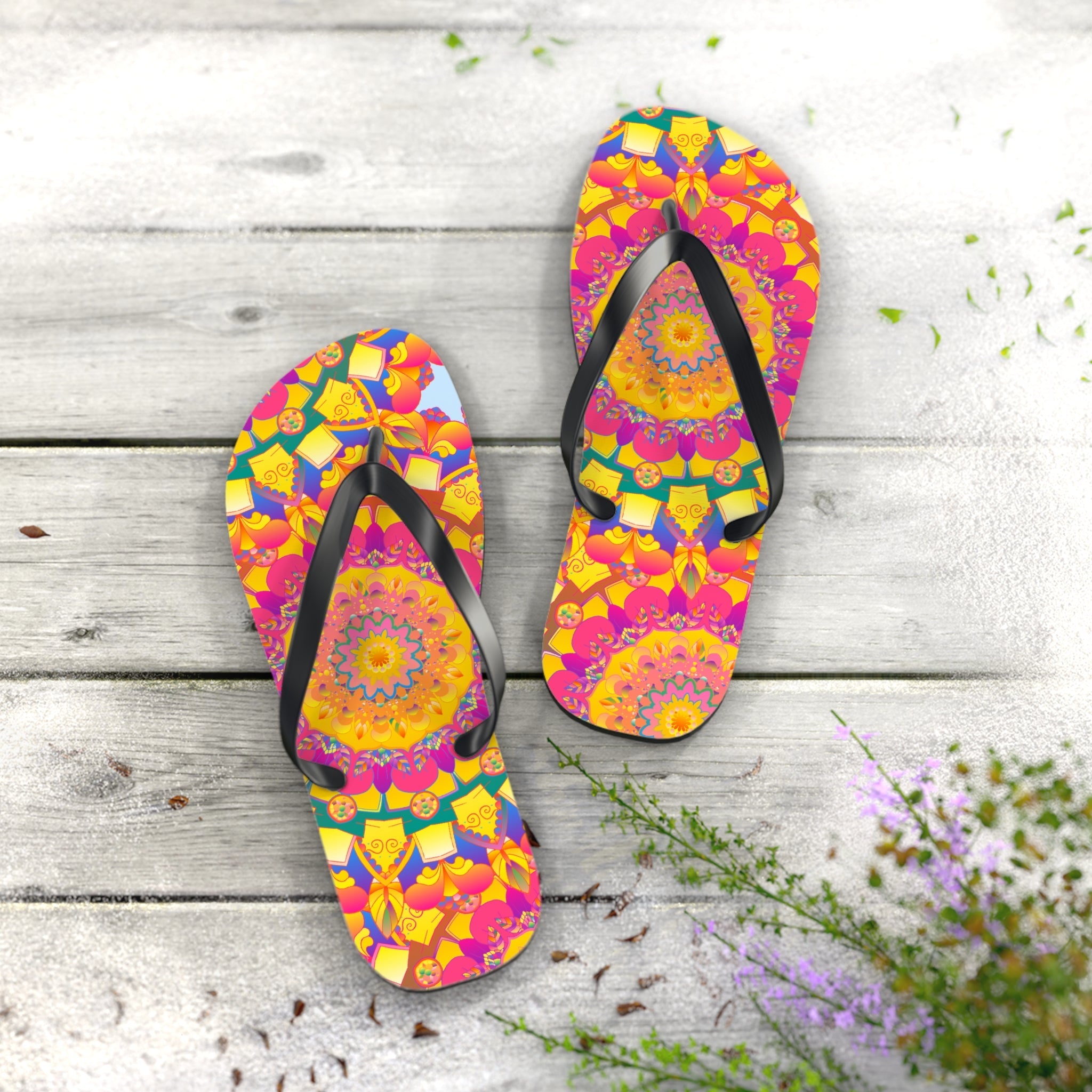 Colorful Mandala Flip Flops - Yoga & Meditation Shoes - Blululi