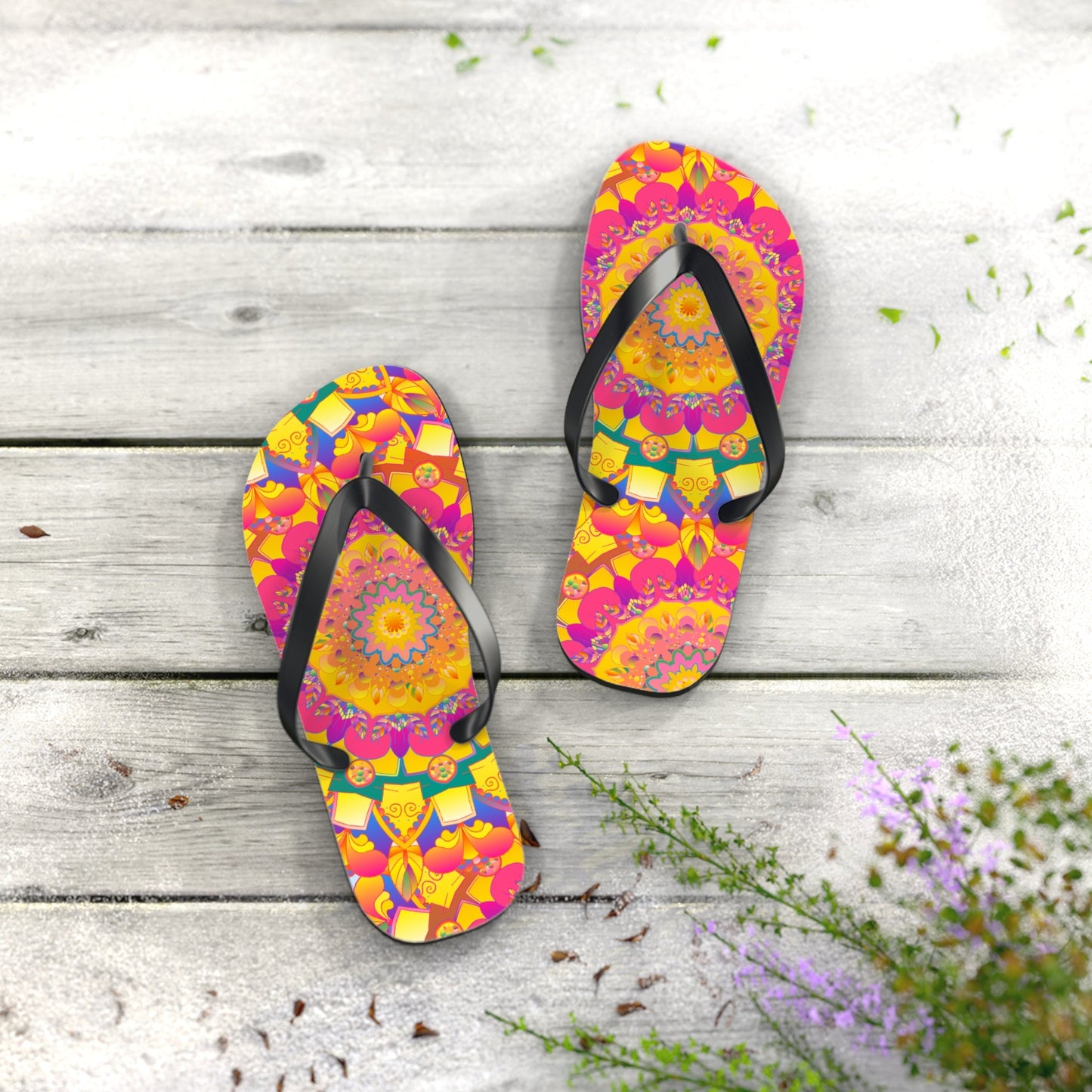 Colorful Mandala Flip Flops - Yoga & Meditation Shoes - Blululi