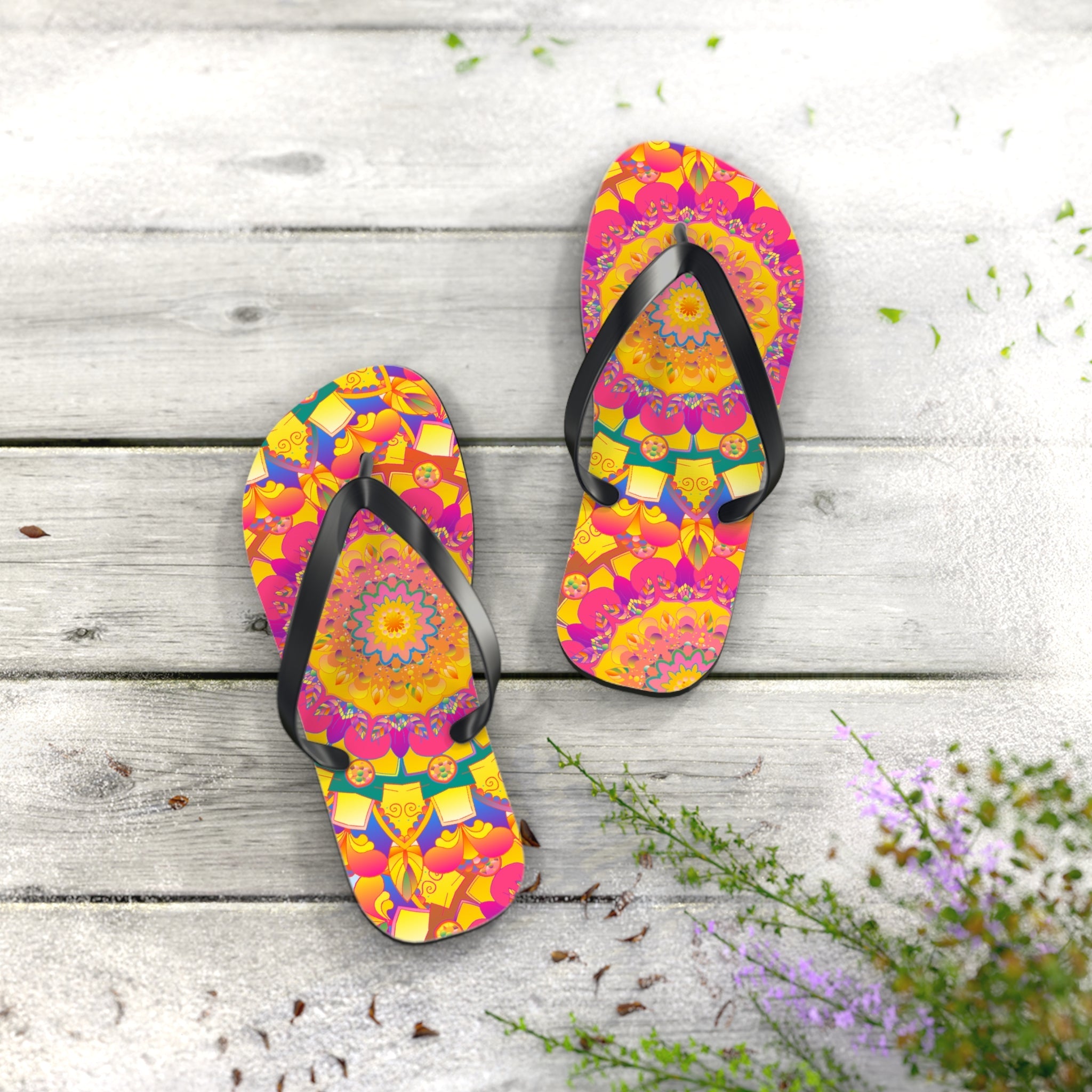 Colorful Mandala Flip Flops - Yoga & Meditation Shoes - Blululi