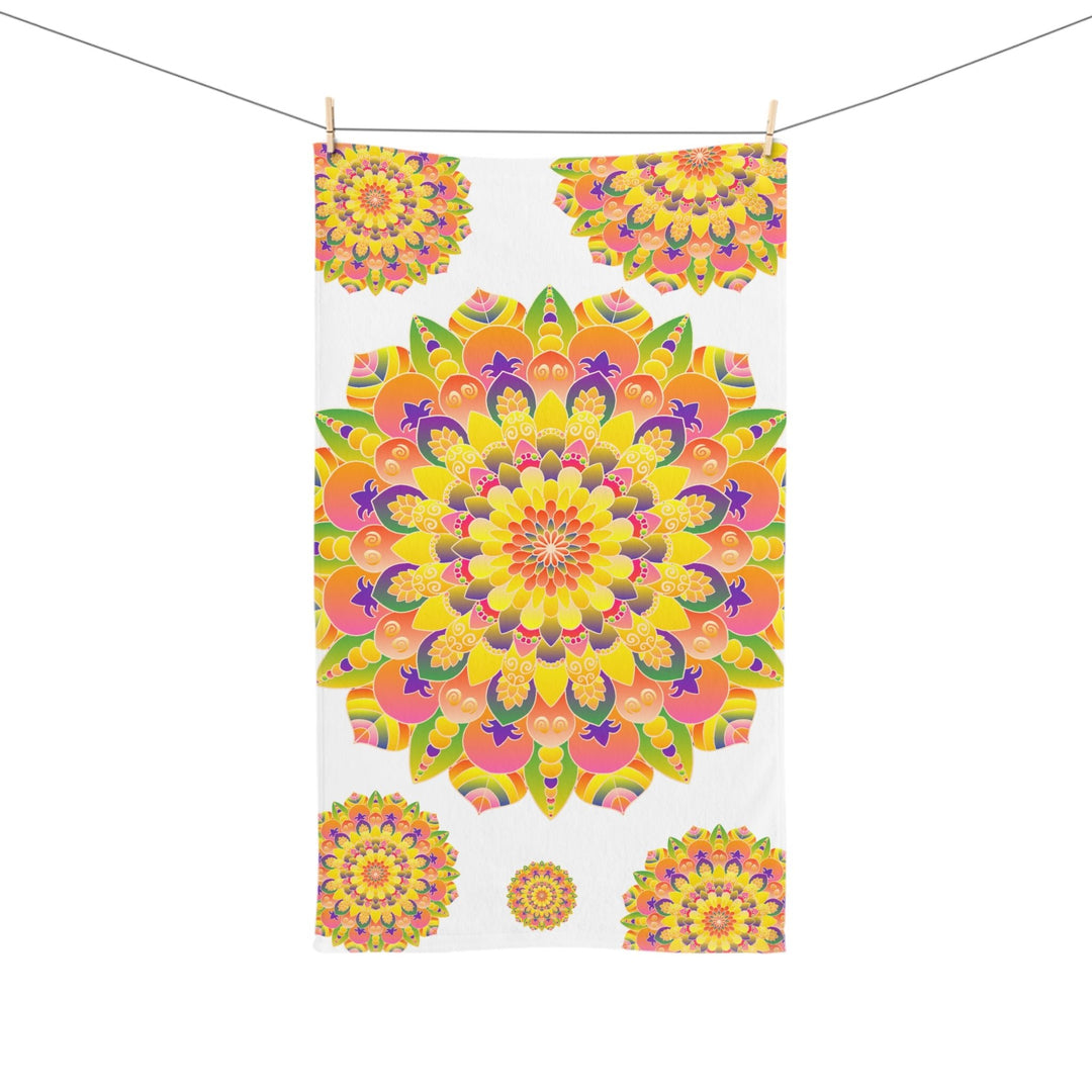 Colorful Mandala Hand Towel - Intricate Design Home Decor - Blululi