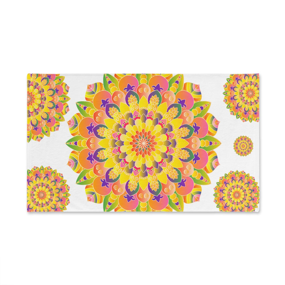 Colorful Mandala Hand Towel - Intricate Design Home Decor - Blululi
