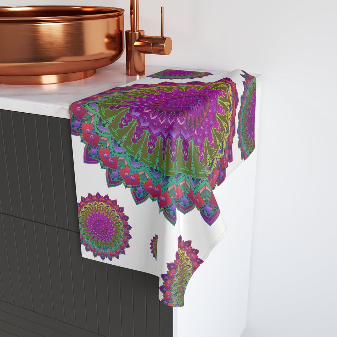 Colorful Mandala Hand Towel - Spiritual Decor Home Decor - Blululi