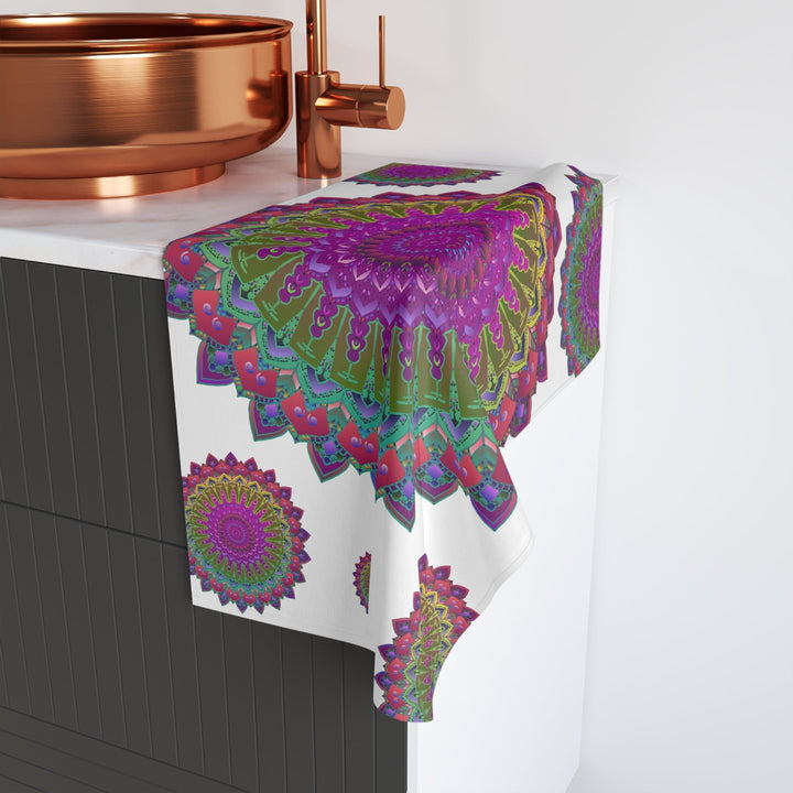 Colorful Mandala Hand Towel - Spiritual Decor Home Decor - Blululi