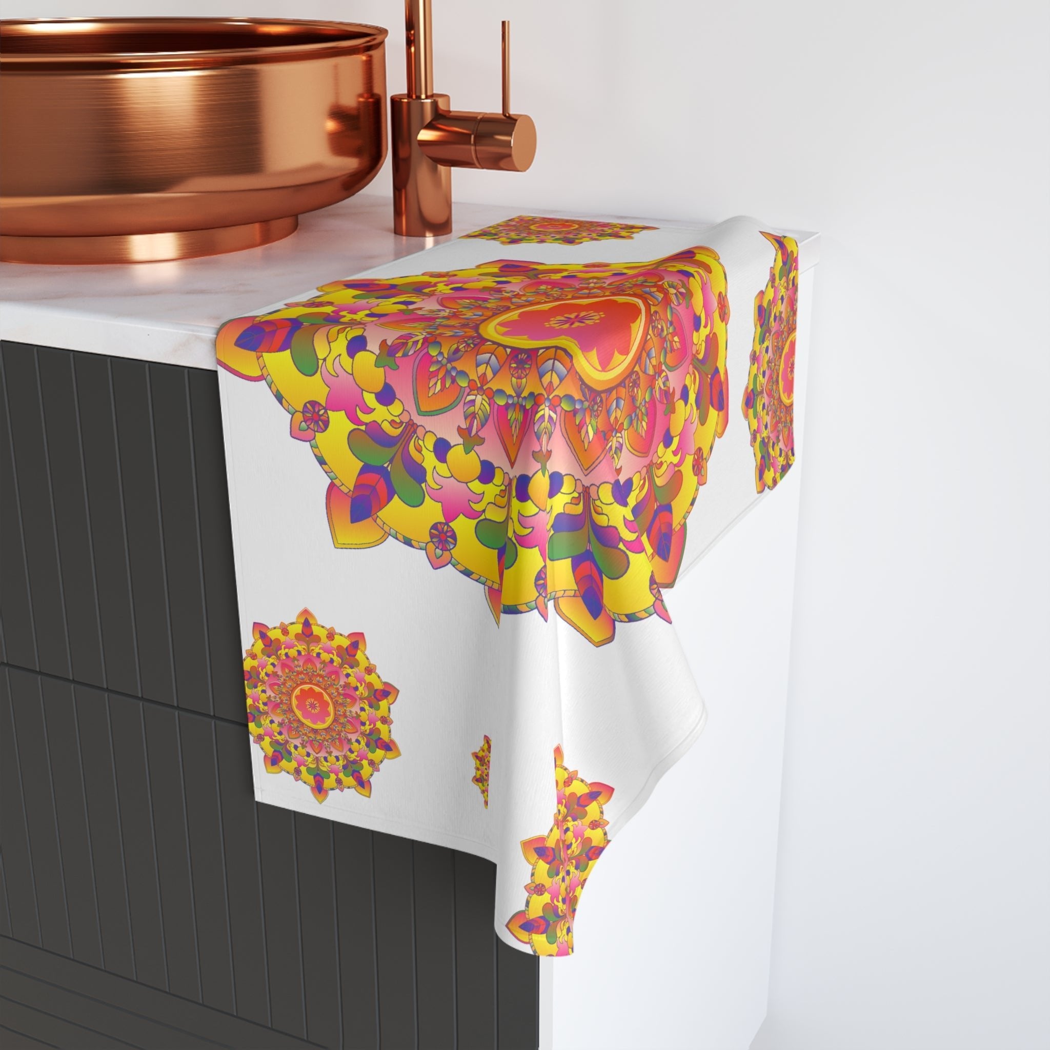 Colorful Mandala Hand Towel - Spiritual Peace Home Decor - Blululi