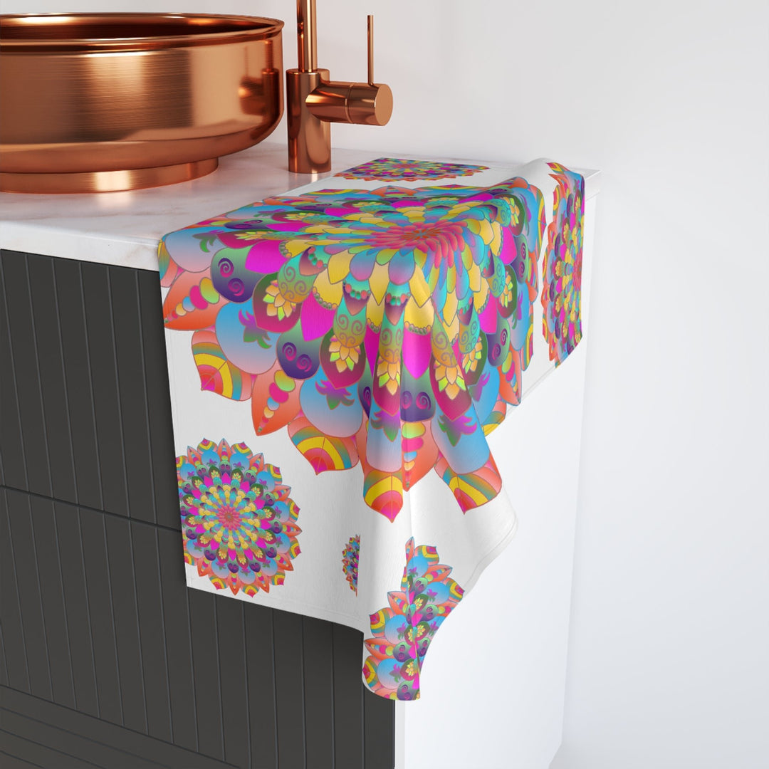 Colorful Mandala Hand Towel - Yoga & Meditation Home Decor - Blululi