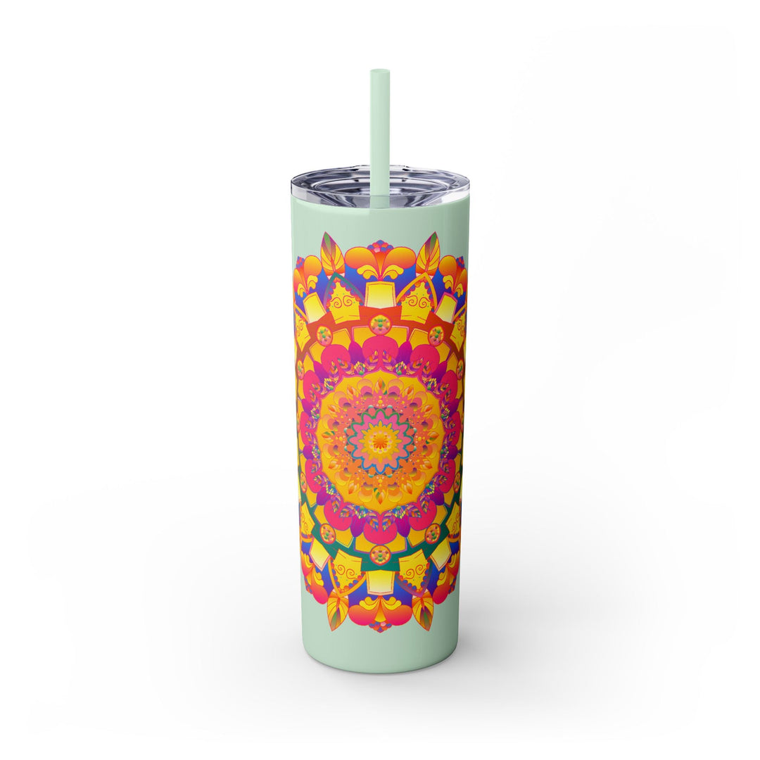 Colorful Mandala Skinny Tumbler - 20oz - Hot & Cold Mug - Blululi