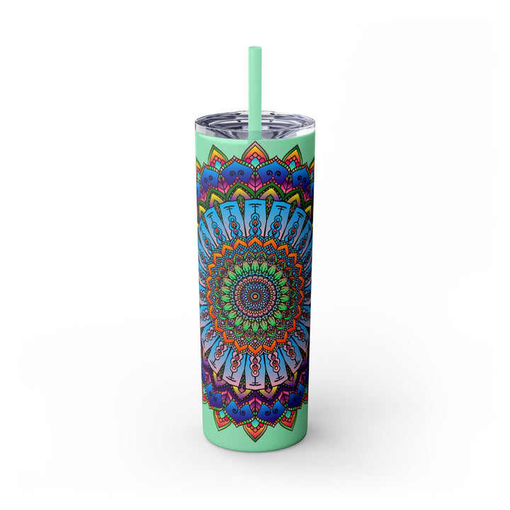 Colorful Mandala Skinny Tumbler - 20oz, Hot & Cold Mug - Blululi