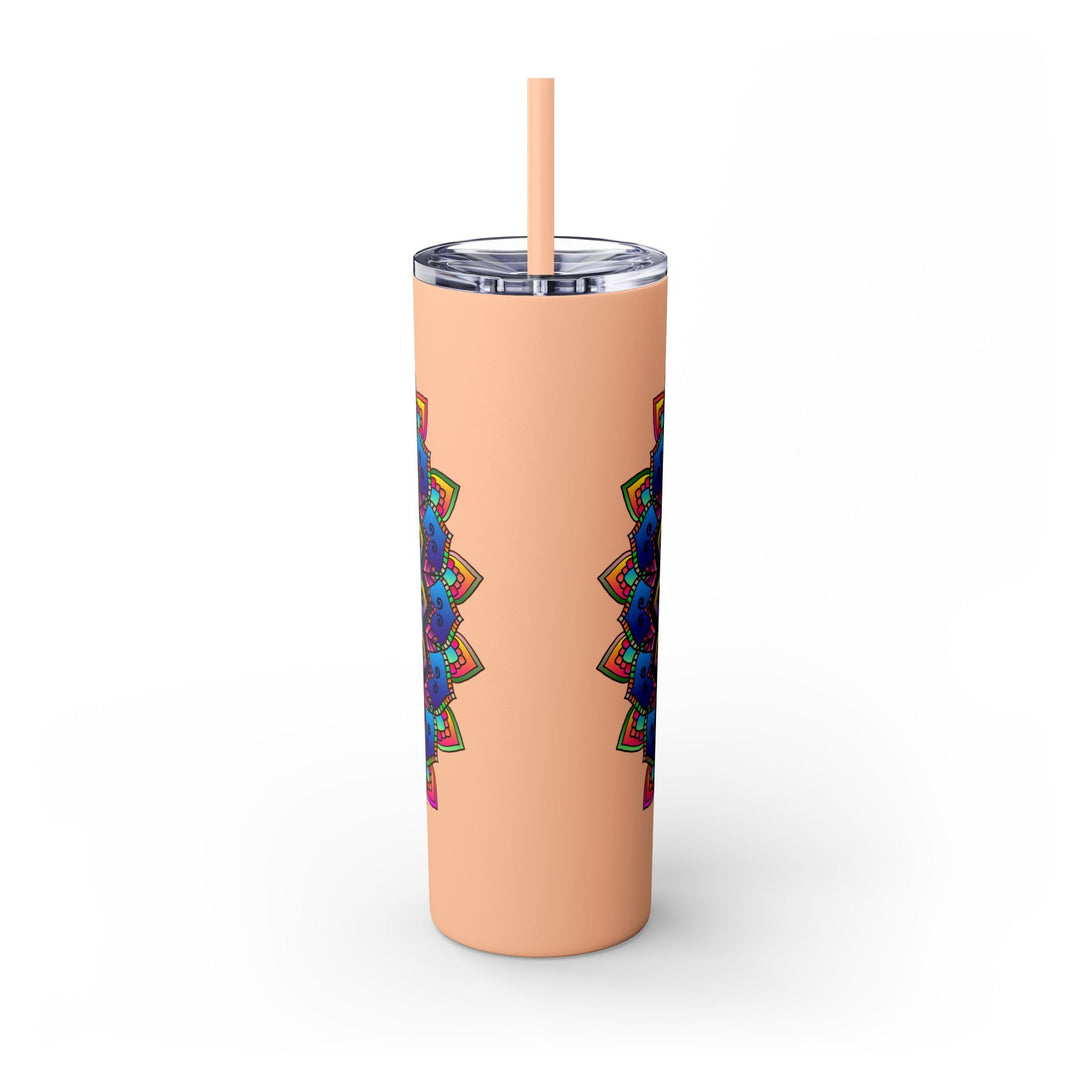 Colorful Mandala Skinny Tumbler - 20oz, Hot & Cold Mug - Blululi