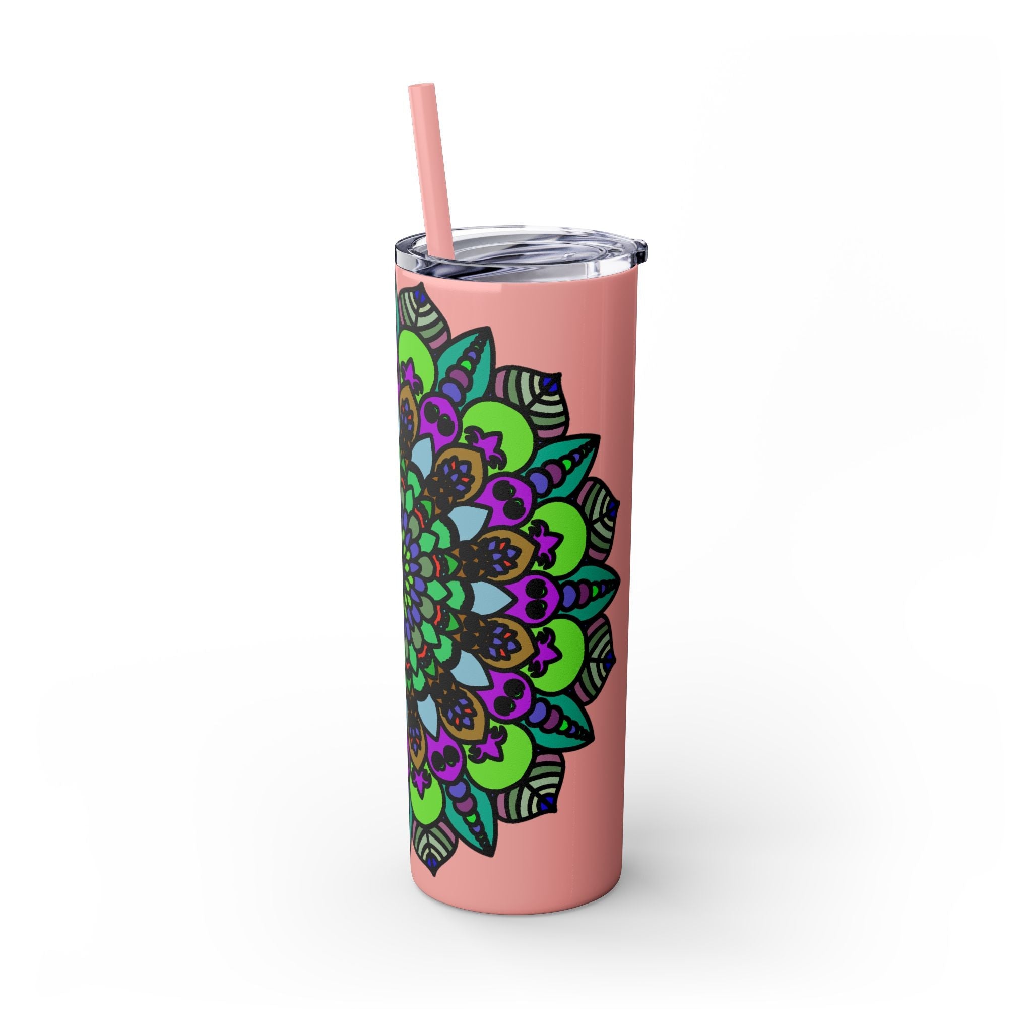 Colorful Mandala Skinny Tumbler - 20oz - Hot & Cold Mug - Blululi