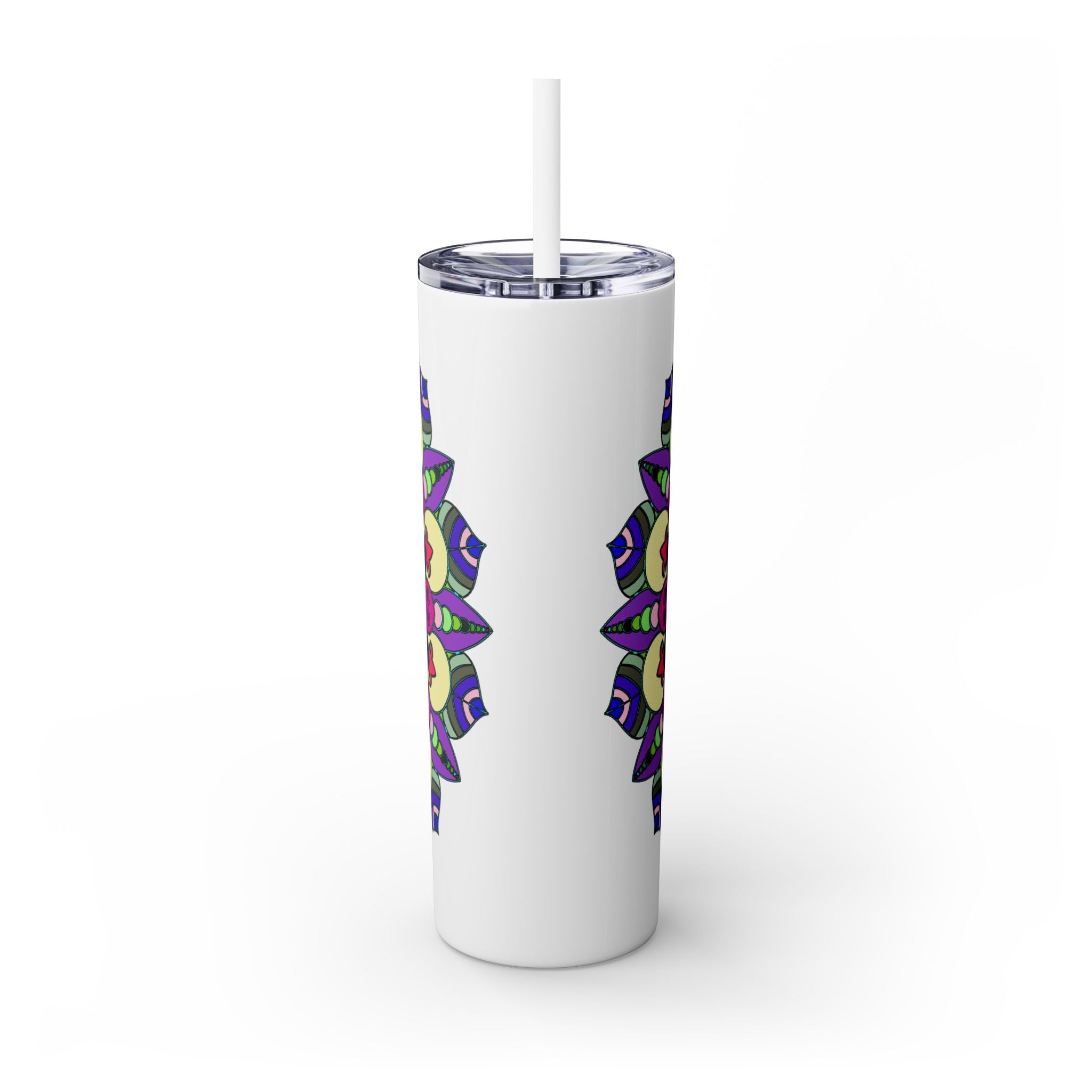 Colorful Mandala Skinny Tumbler - 20oz, Hot & Cold Mug - Blululi