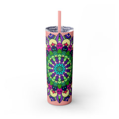 Colorful Mandala Skinny Tumbler - 20oz, Hot & Cold Mug - Blululi