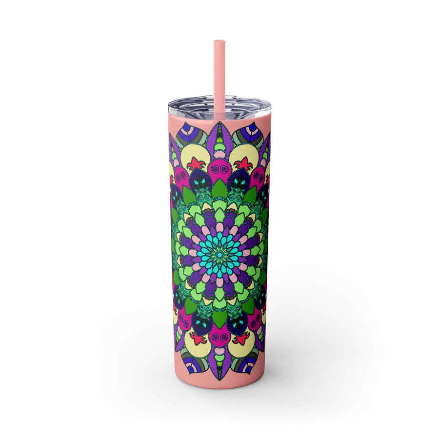 Colorful Mandala Skinny Tumbler - 20oz, Hot & Cold Mug - Blululi