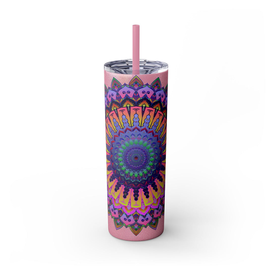 Colorful Mandala Skinny Tumbler - 20oz - Hot & Cold Mug - Blululi