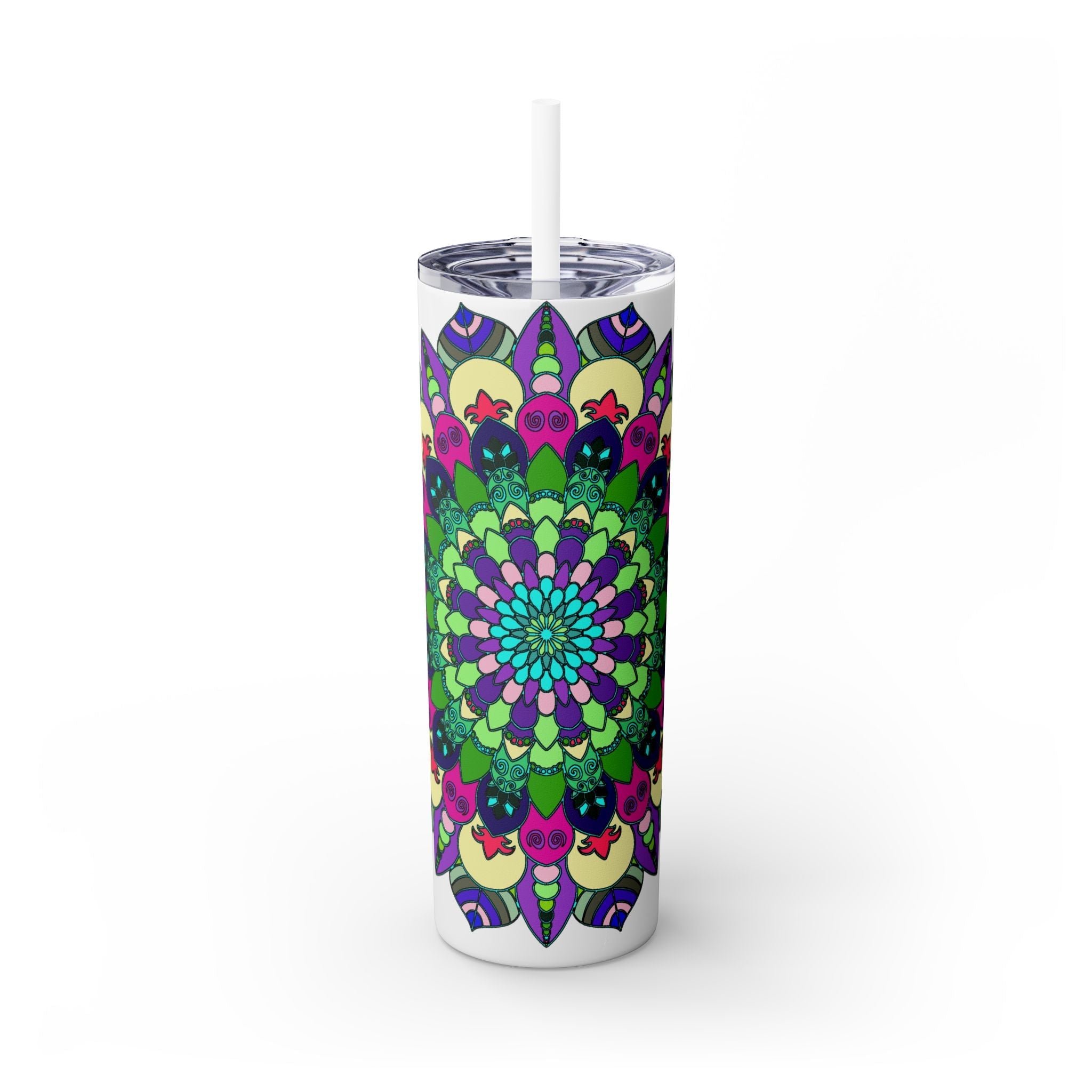 Colorful Mandala Skinny Tumbler - 20oz, Hot & Cold Mug - Blululi