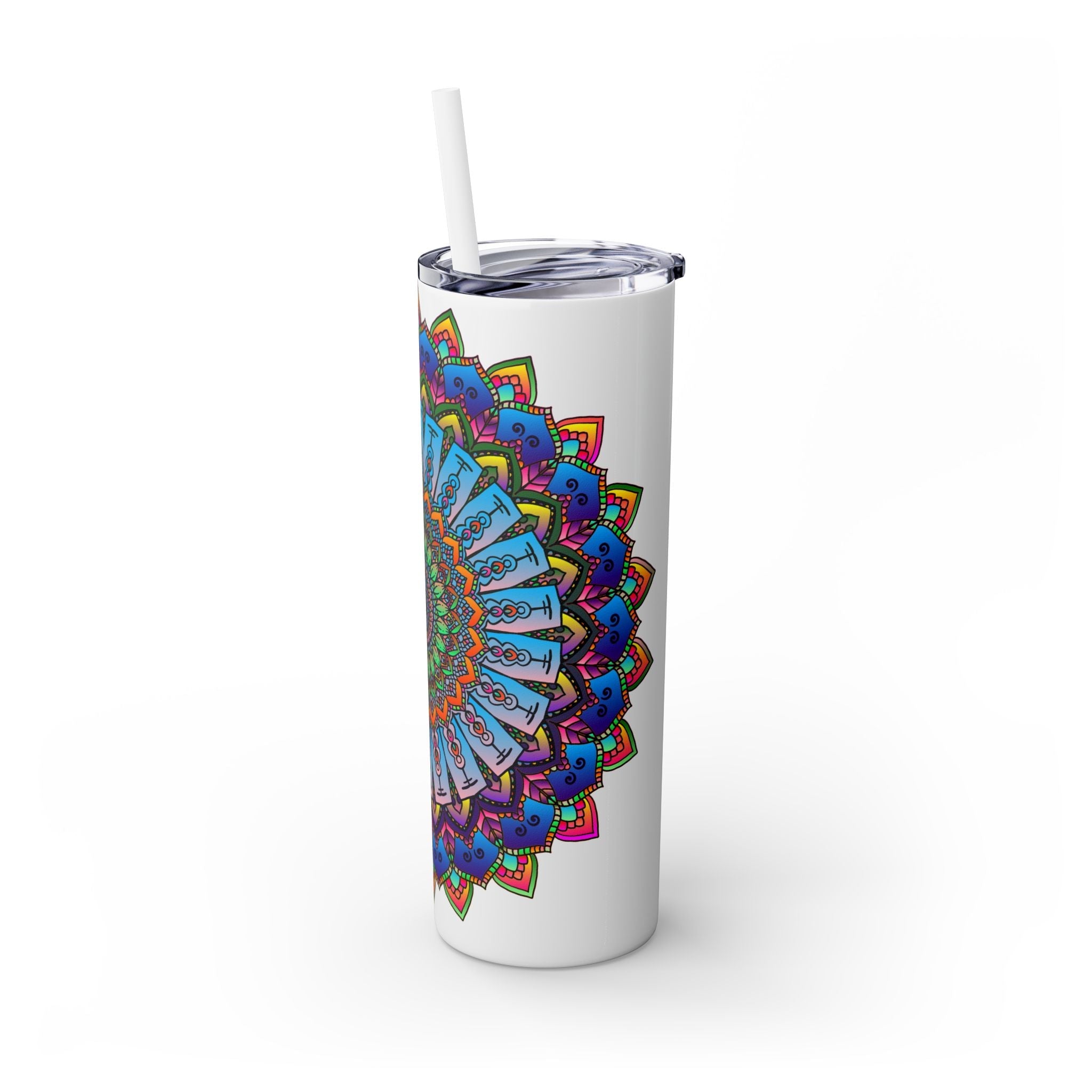 Colorful Mandala Skinny Tumbler - 20oz, Hot & Cold Mug - Blululi