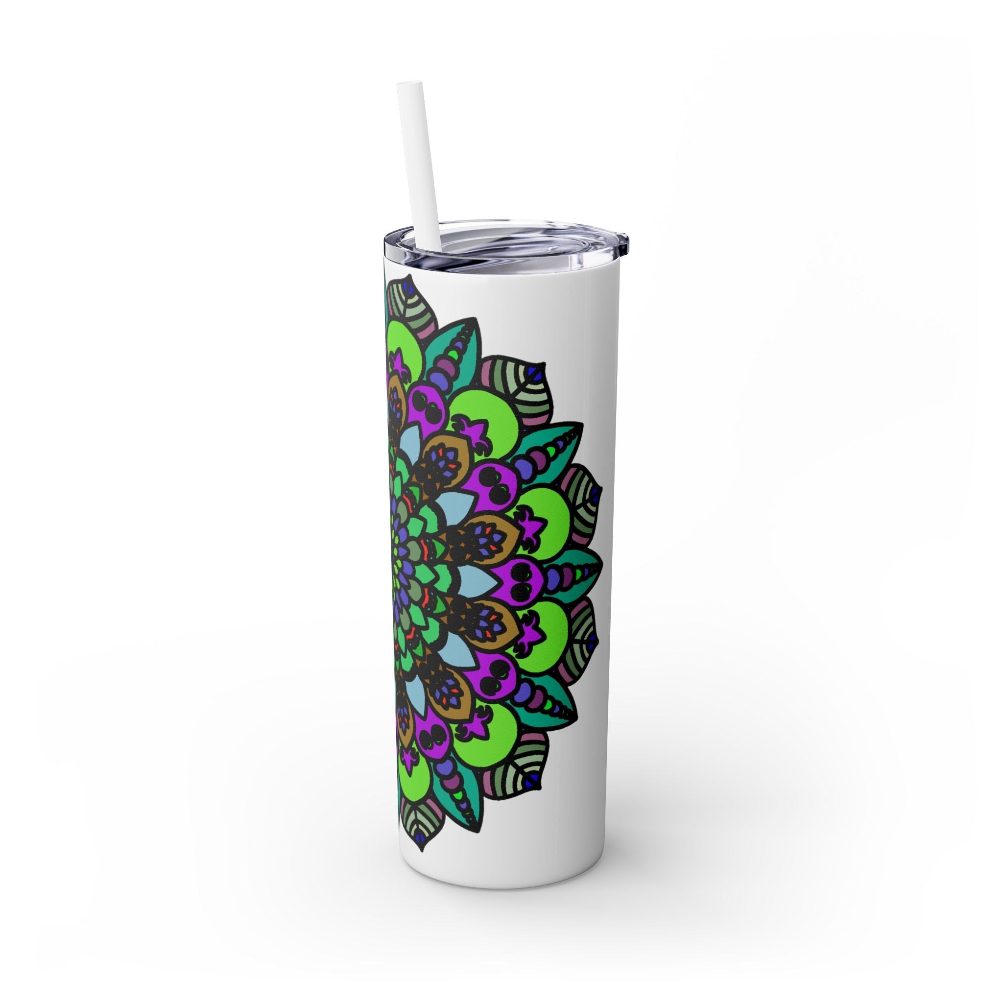 Colorful Mandala Skinny Tumbler - 20oz - Hot & Cold Mug - Blululi