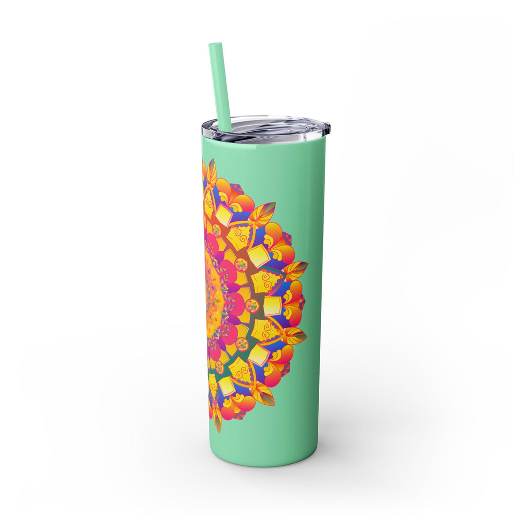 Colorful Mandala Skinny Tumbler - 20oz - Hot & Cold Mug - Blululi